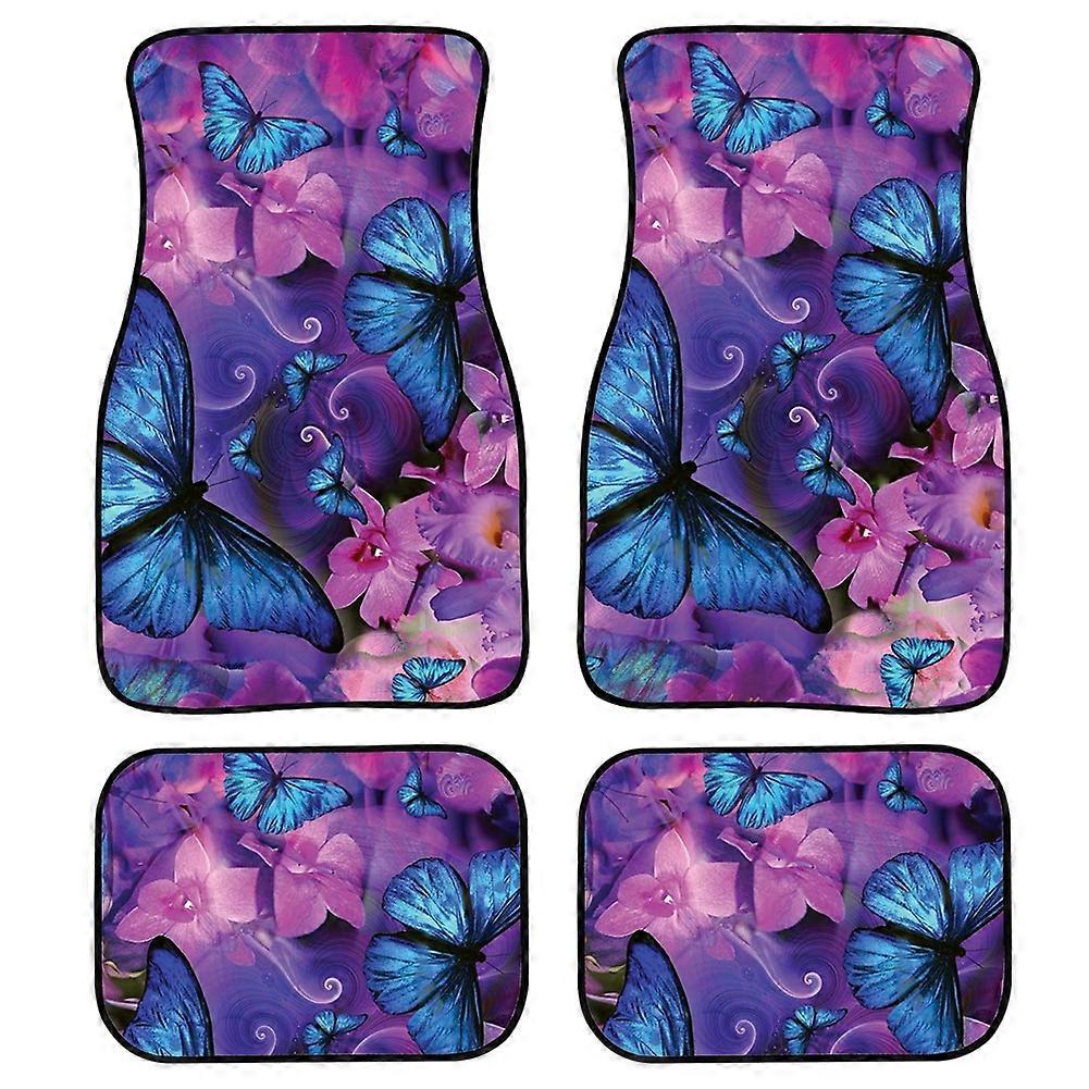 4 in 1 Butterfly Pattern Universal Printing Auto Car Floor Mats Set HN063