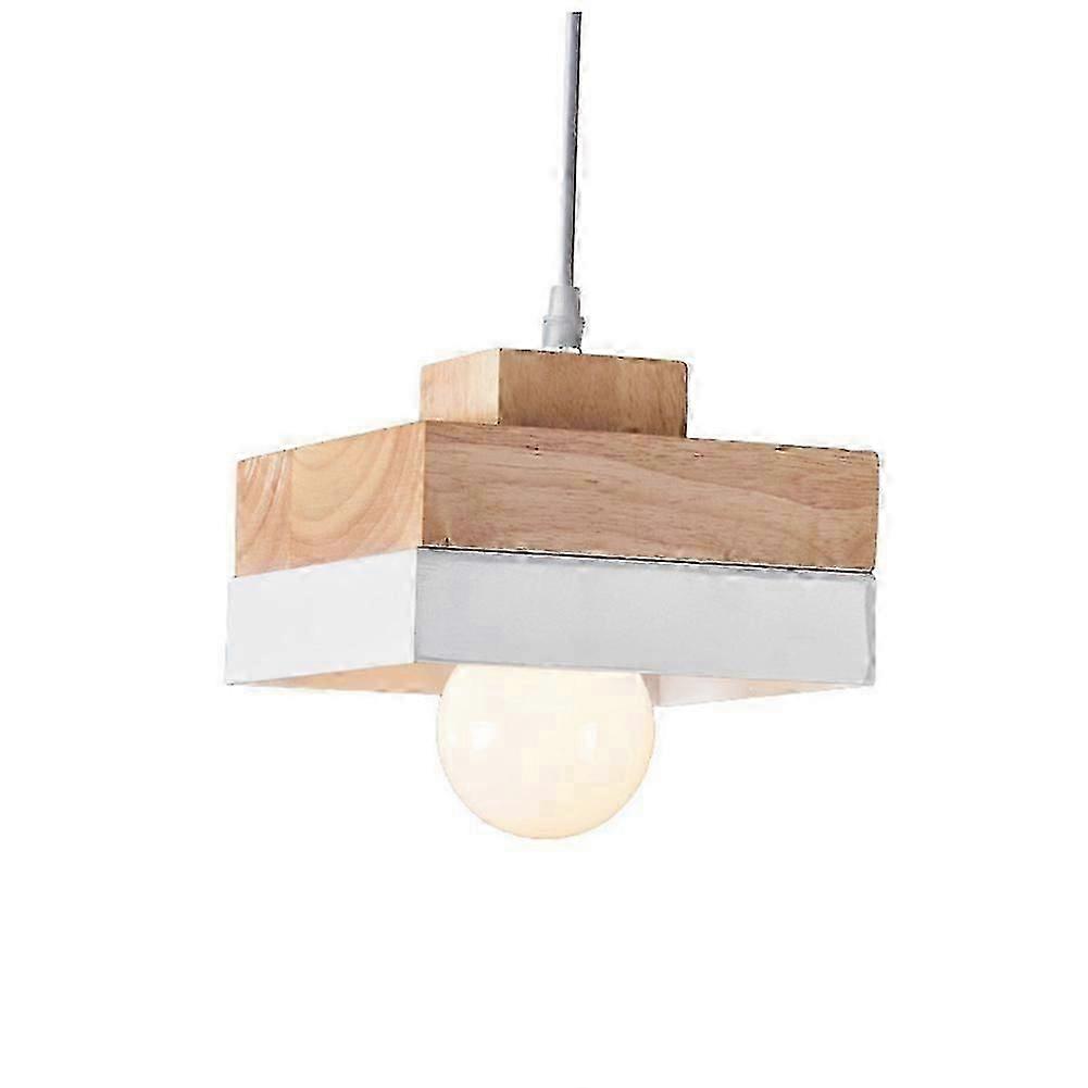 Modern Wooden Pendant Ceiling Light Nordic Round Square Suspension Hanging Light Fixture For Cafe Bar -1