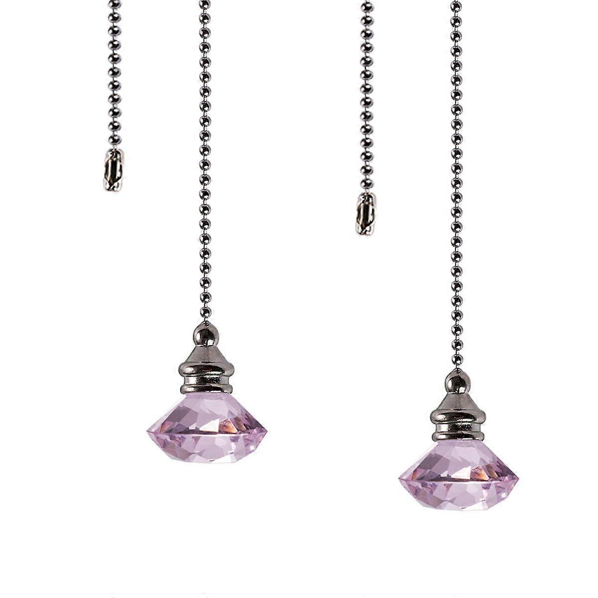 Ceiling Fan Chain Set - 2 Pieces Rhinestone Pink Ceiling Fan Chain 20 Inch