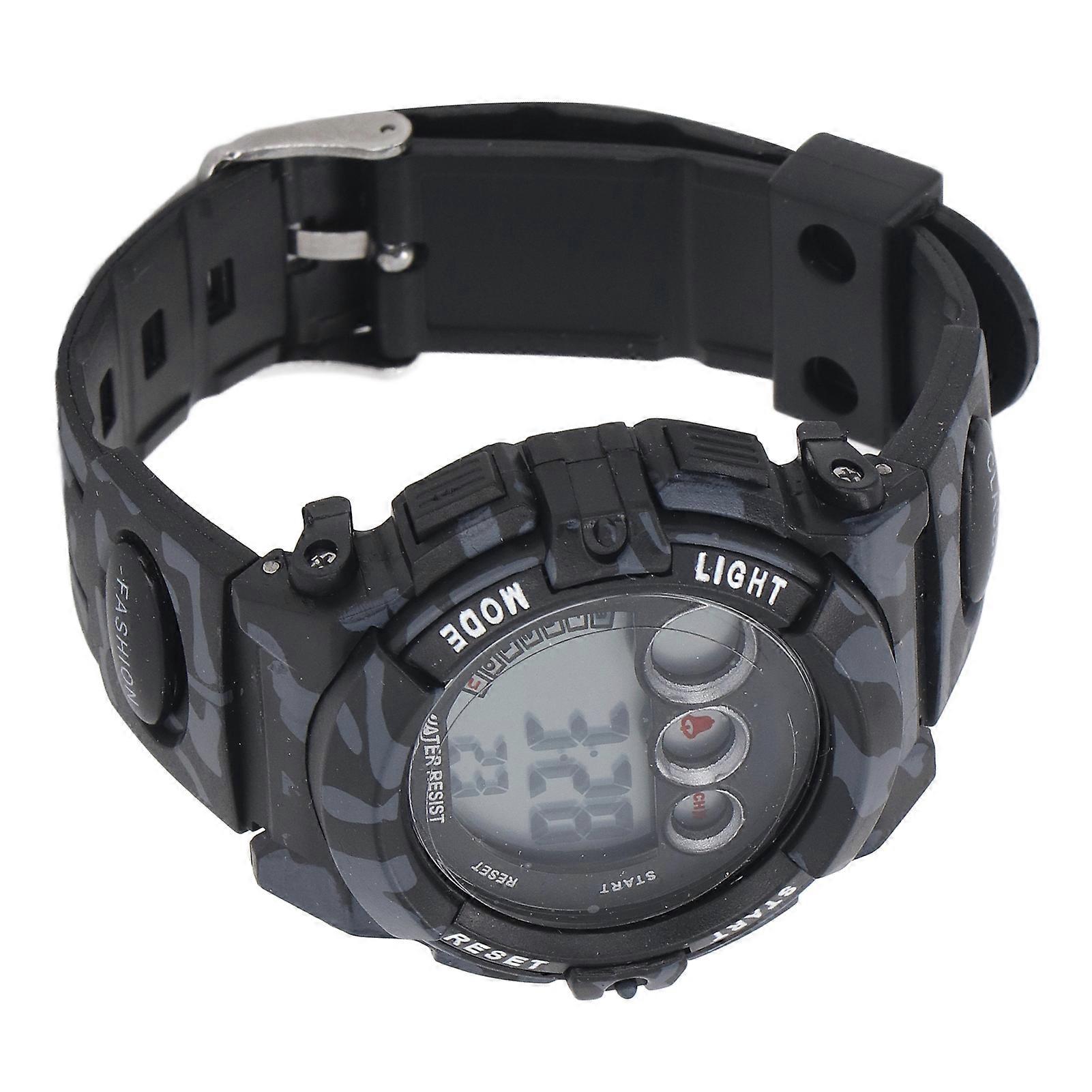 DTCY Kids Camouflage Digital Watch Alarm Clock Date Display Split Time On Time Alarm 12/24 Hour 7 Colors LED Backlight 50m Waterproof Watch