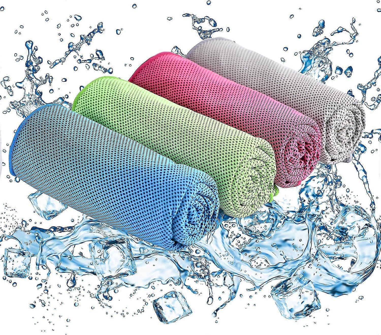 Cooling Towels - 4 Pack Cooling Towel(40"x12"), Cooling Towels for Neck and Face, Microfiber Soft Breathable Cooling Towel for Hot Weather