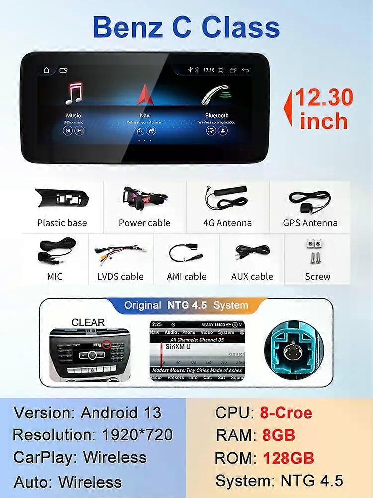Factory Price 8Core Car Radio Stereo Multimedia Player For Mercedes Benz C Class 11-15 W204 S204 Intelligent Vehicle System
