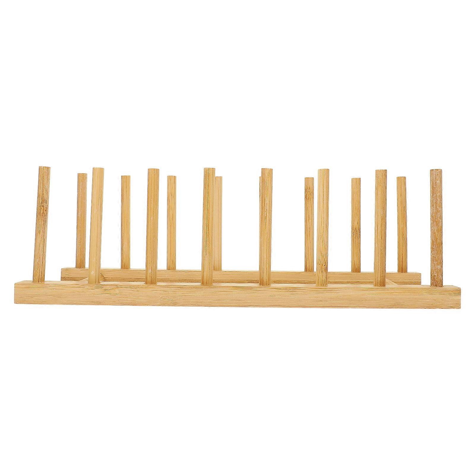 Bamboo Multi Functional Plate Holder Drying Rack for Dishes, Bowls, and Pot Lids – Lightweight, Easy to Clean Kitchen Storage Rack for Home