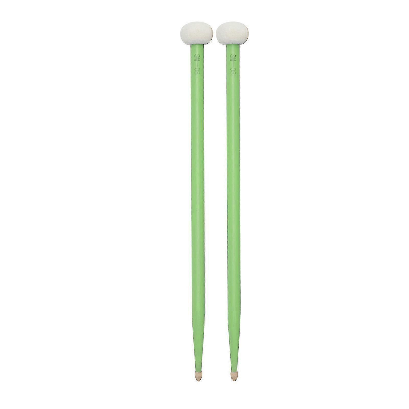 2pcs Double Sided Drum Mallets with Felt & Maple Tips for Drum Set Kettledrum - Green
