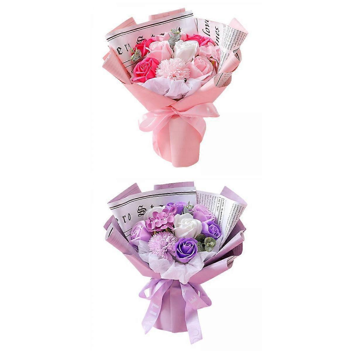 2x Sabun Gül Çiçek Buketi Banyo Sabunu Dekoru Anneler Günü Yıldönümü için