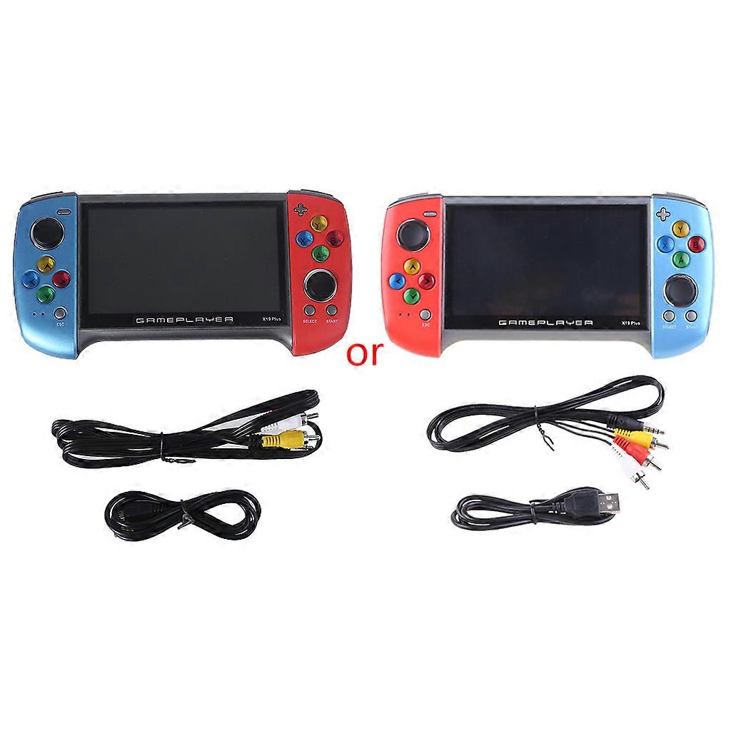 2020 New X19 Plus Handheld Game Console 5.1 Inch Large Screen 1000 Classic Games 360 Degree Double-rocker Red Blue