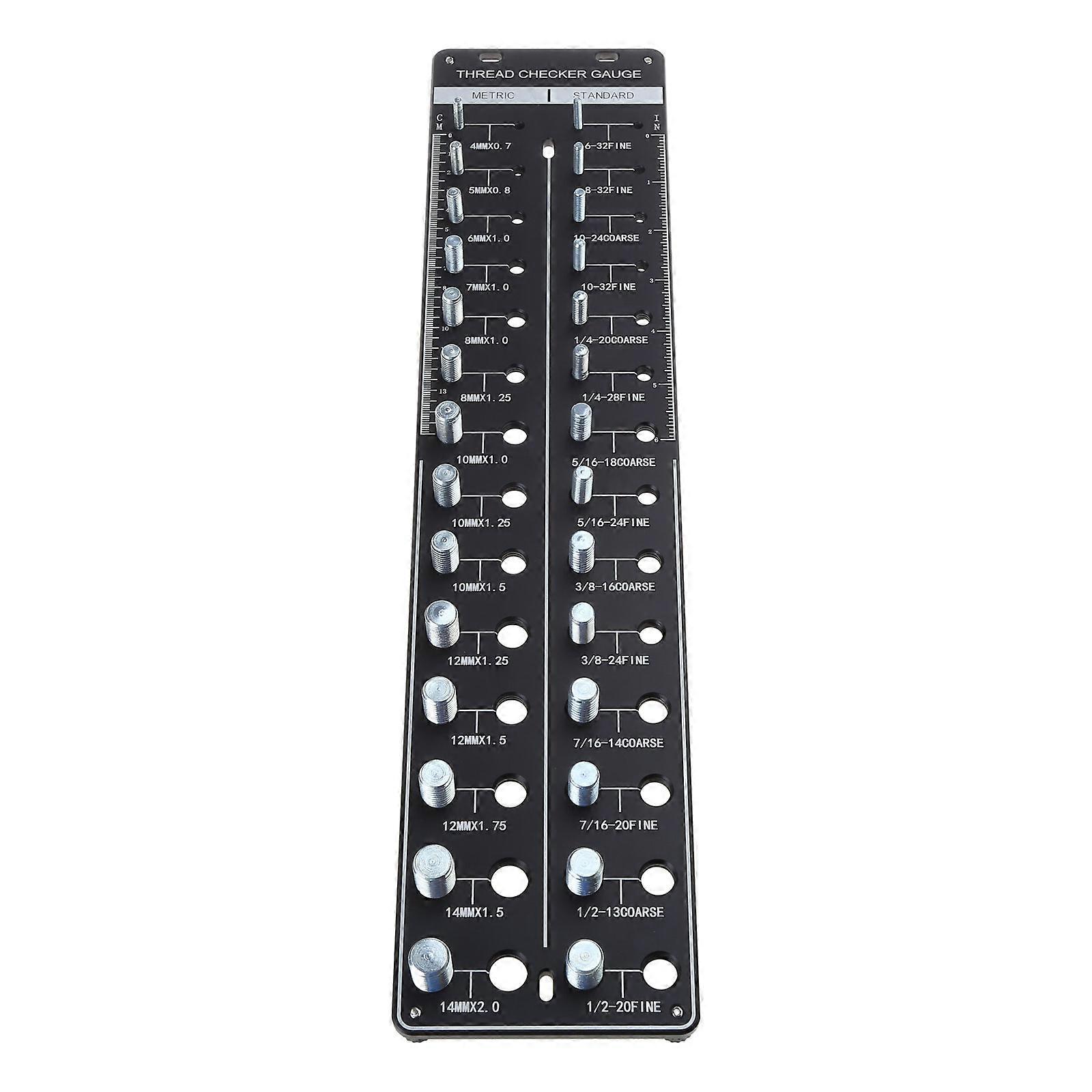 Durable Aluminum Alloy Screw Bolt Nut Checker Measurement Gauge 28Sizes Lasers Engraved Double Scale Portable Convenient