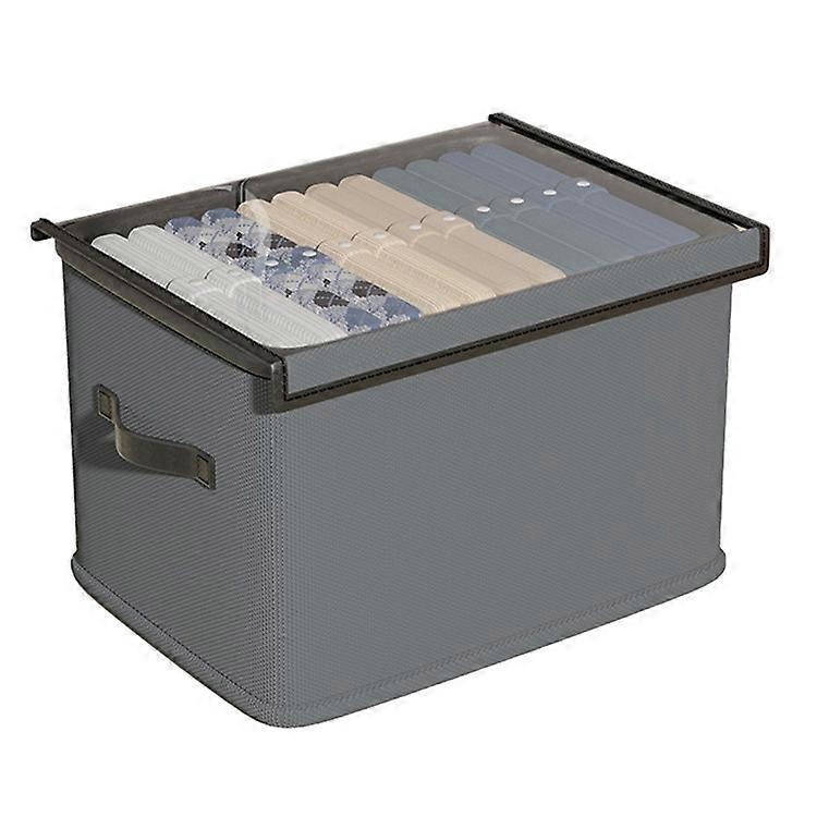 53L Home Foldable Storage Box with Lid Non Woven Fabric Clothes Organizer Closet Wardrobe Container 47 x 35 x 31cm