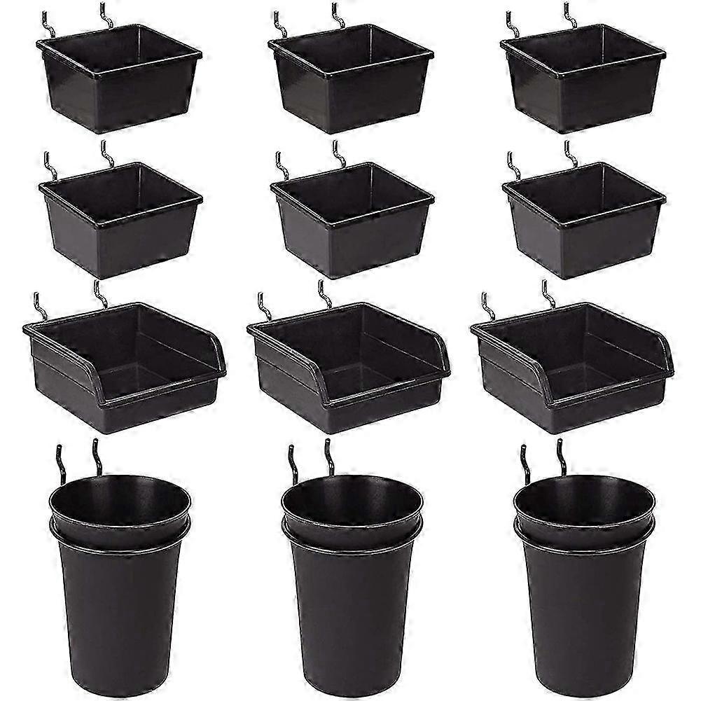 Pegboard Bins Peg Board Cups with Hooks & Loops 12 Pack,Assortment Organizer Accessory,Tools Storag