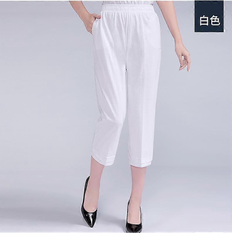 Women Summer Women's High Waist Pants Woman Straight Calf-Length Pants Plus Size XL~4XL