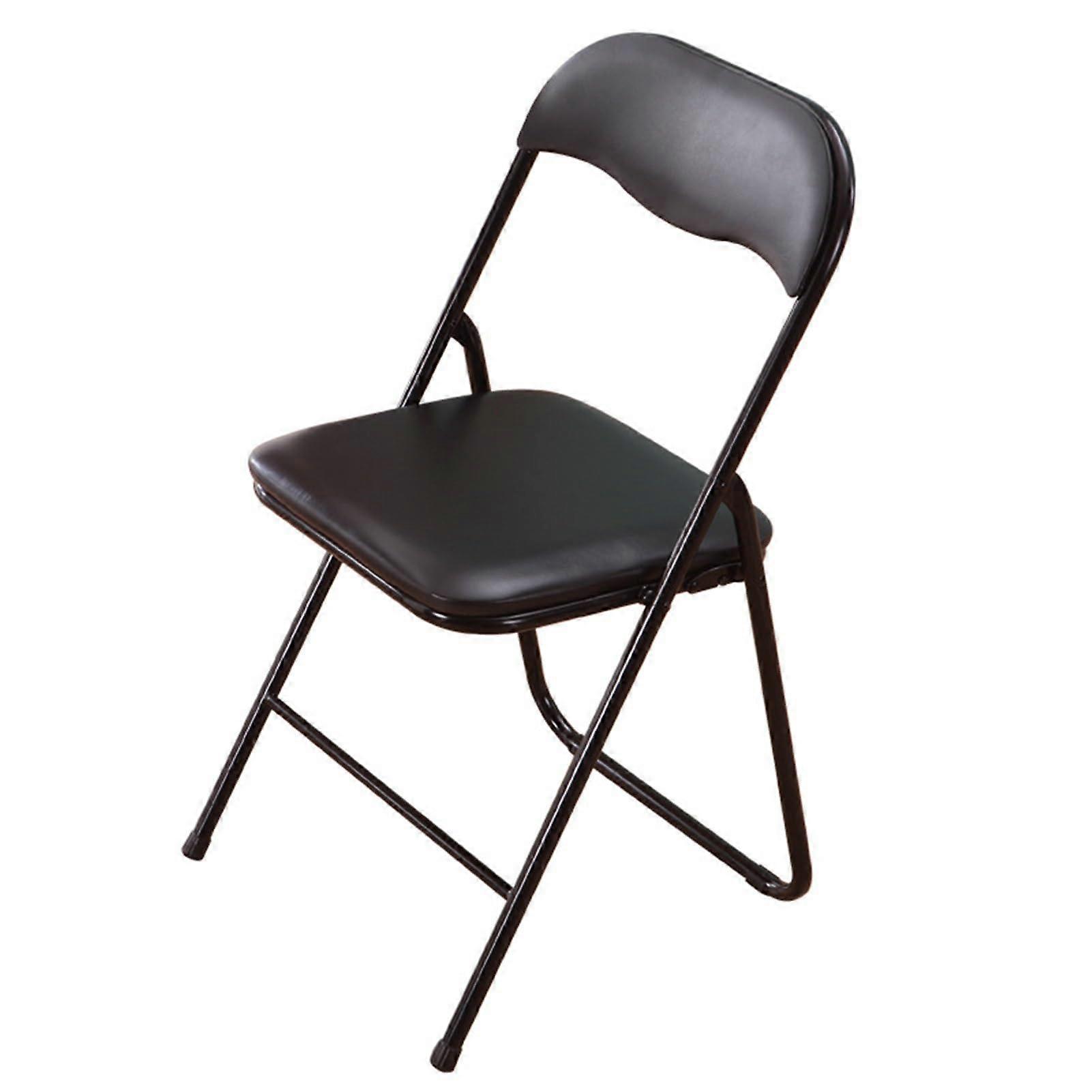 LederKlapphocker mit Rckenlehne, gepolstert, Schwarz 39cm