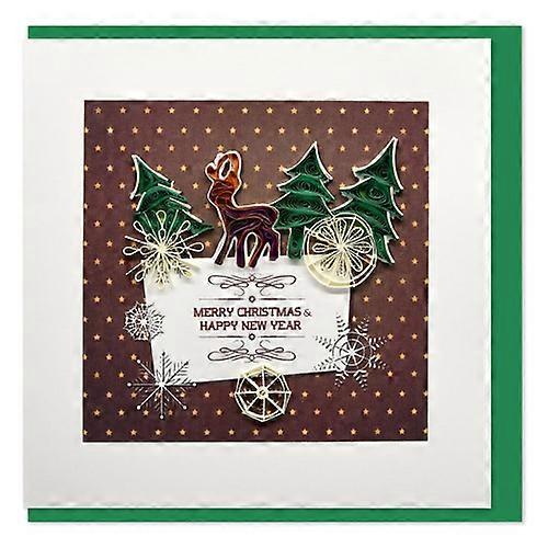 圣诞绗缝贺卡 （15x15cm） - Trees Reindeer