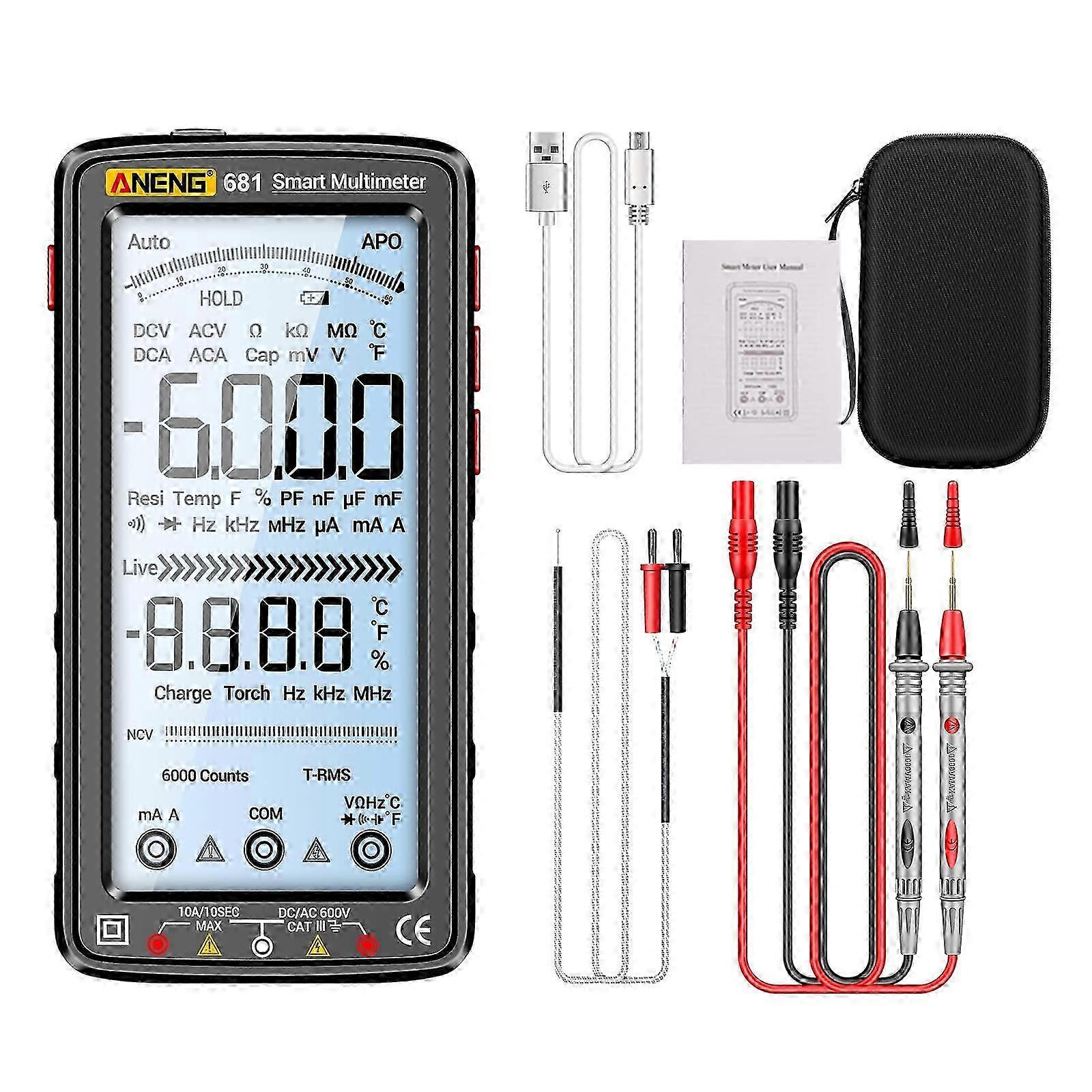 2025 USB Rechargeable Multimeter Digital Voltmeter LCD Screen AutoRanging MultiTester