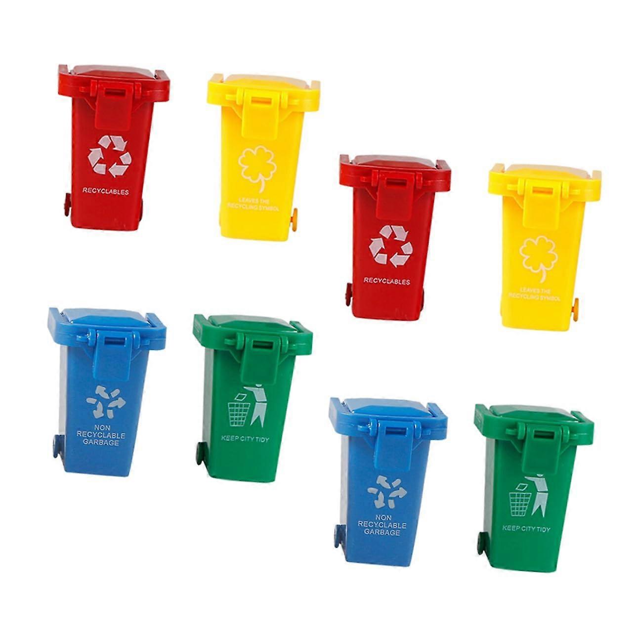 Rubbish Bin Set for Children, Small Sturdy Plastic Bins for Playing, Recognition and Learning Activities, Ideal Size