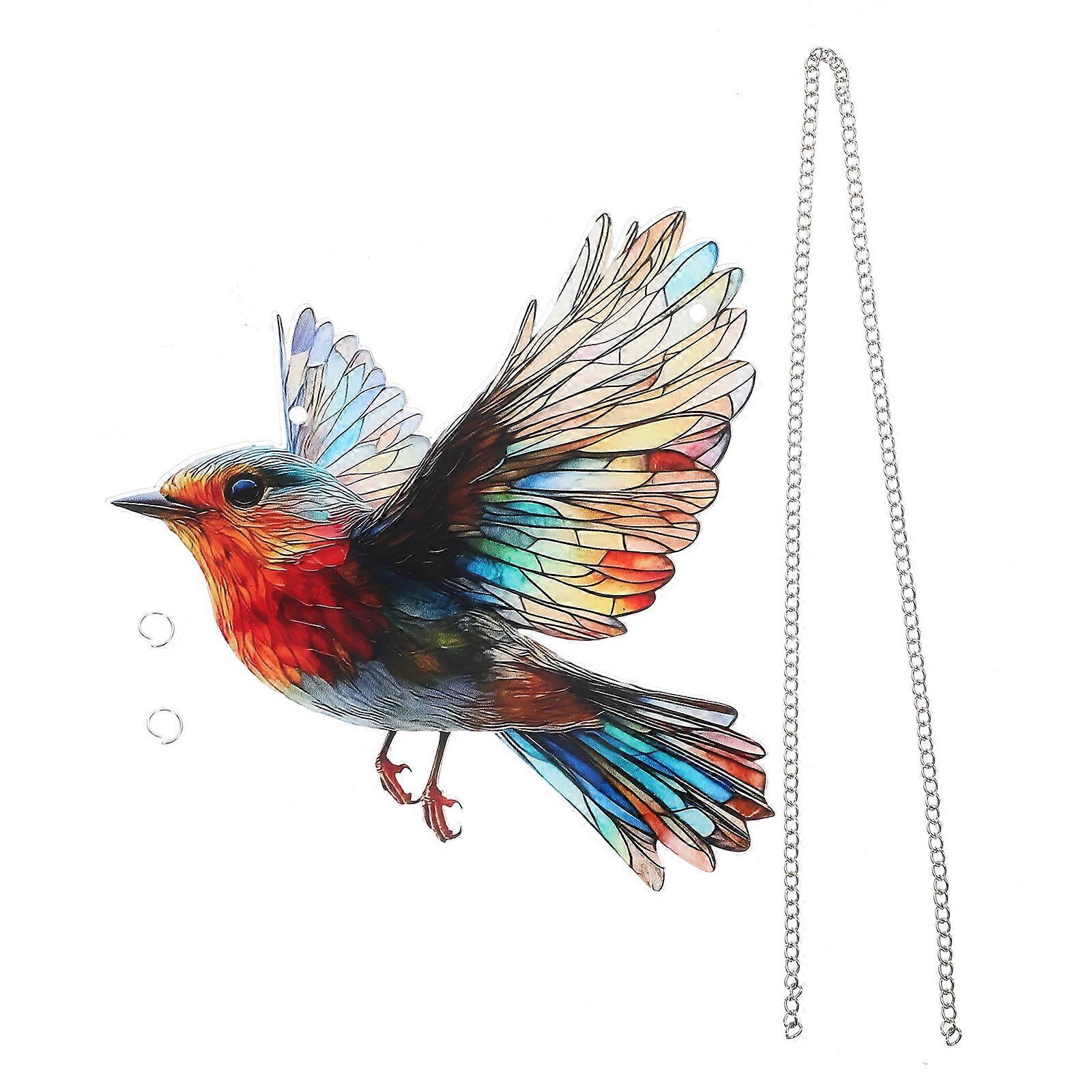 Stained Hummingbird Decoration Acrylic Pendant Multi-Colored Gradient For Tree Window Or Car Decor 7.9X7.9X0.0In Hanging Ornament 1Pack
