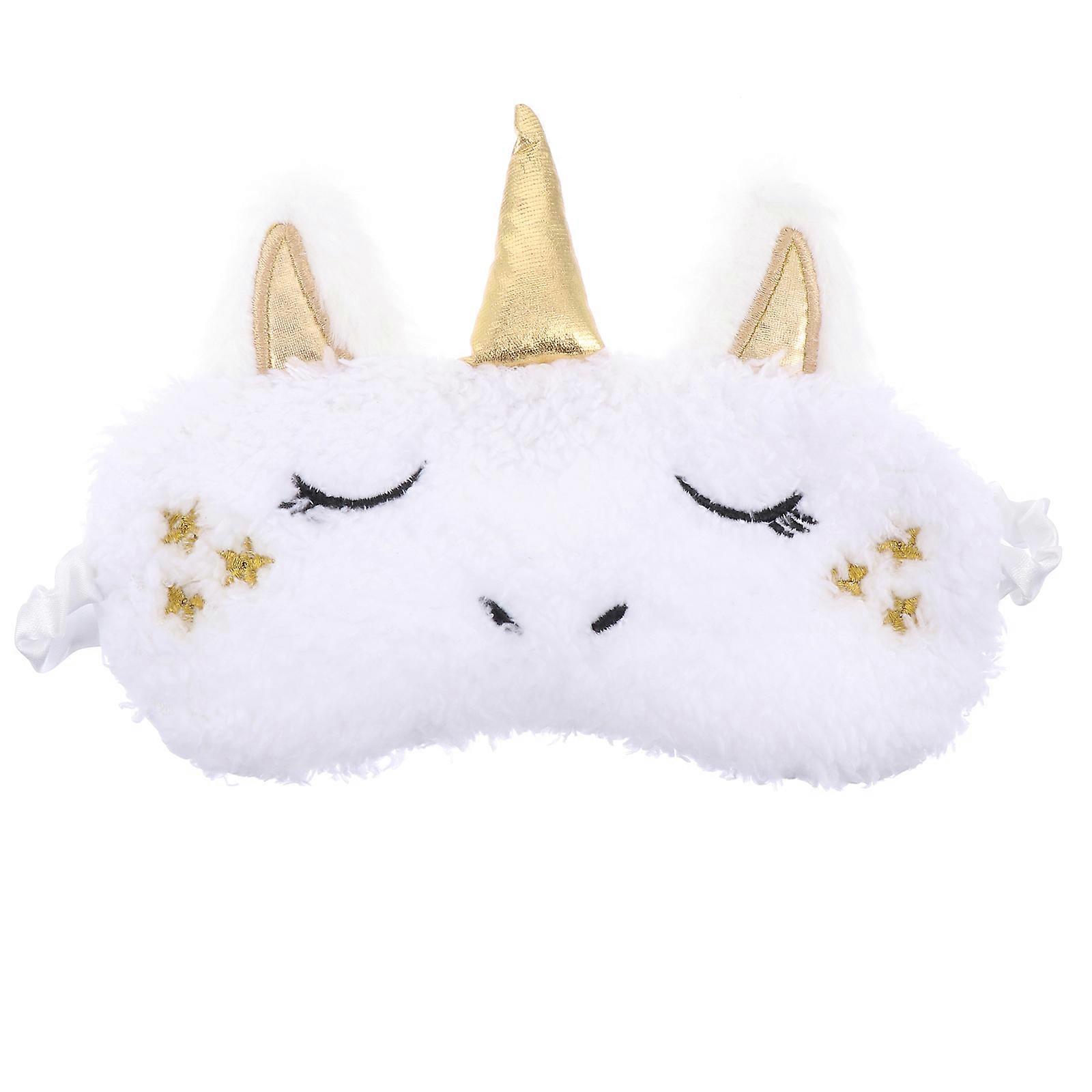 Eye Sleeping Mask Adorable Unicorn Shape Cartoon Plush Berber Fleece Home Use Light Block 1Pc
