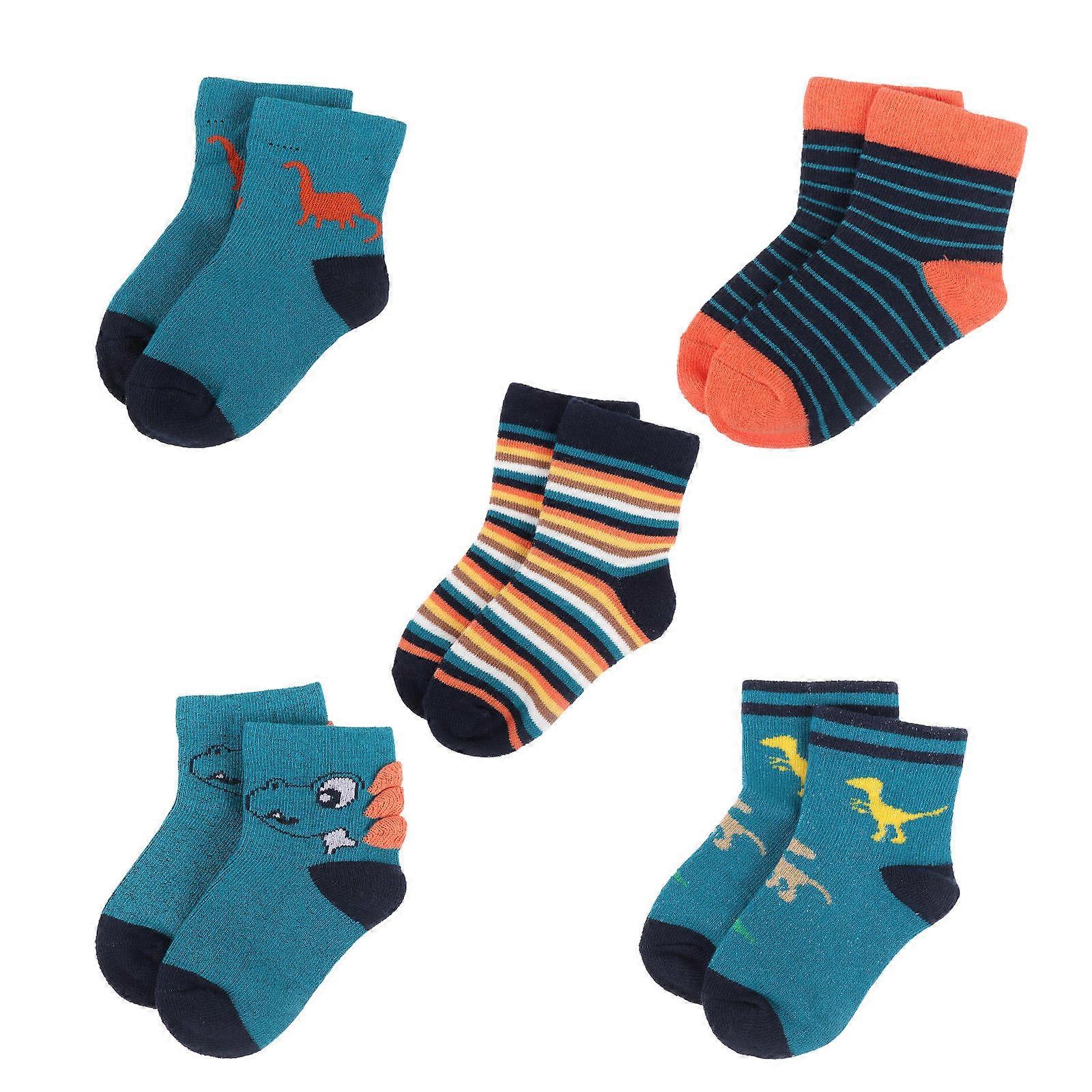 Lovely Socks Cartoon Socks for Children Autumn and Winter Use Cotton Warm Elastic 5Set
