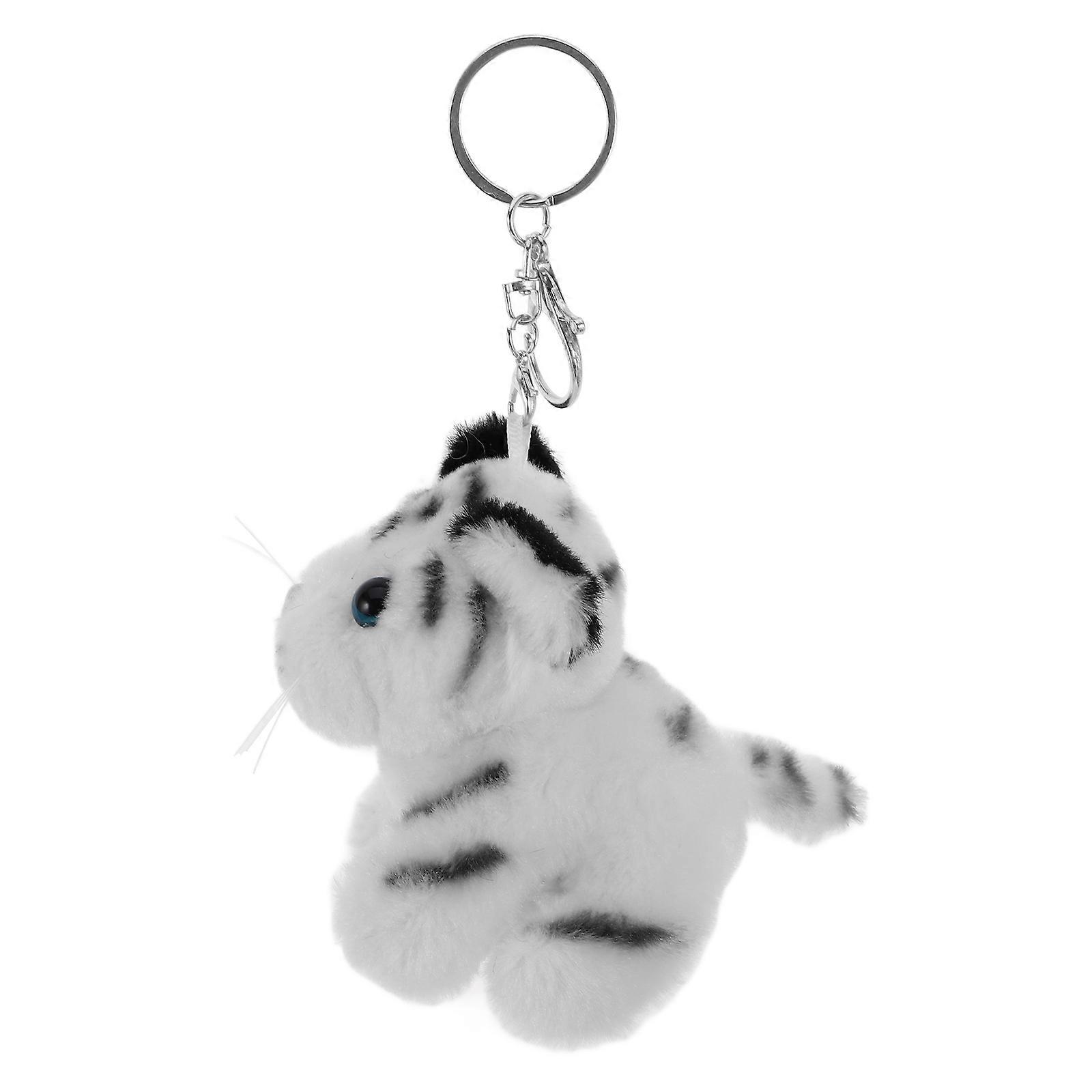 It looks like you're referring to a product listing or description for a **Plush Tiger Keychain** — a cute stuffed animal that doubles as a portable