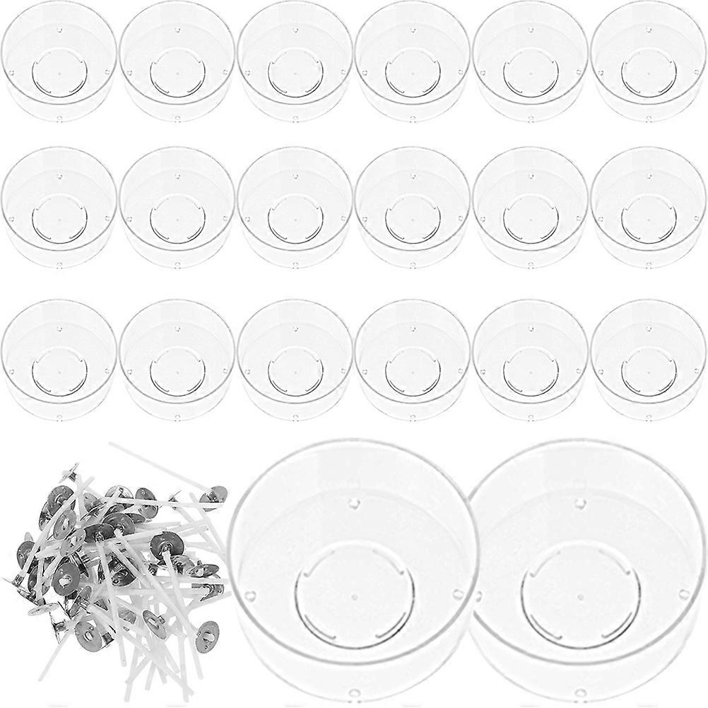 Plastic Container For Diy With Wicks Round Shaped Heat Resistant For Diy Makers 1.8x3.8x3.8cm Storage Holder 70Pcs