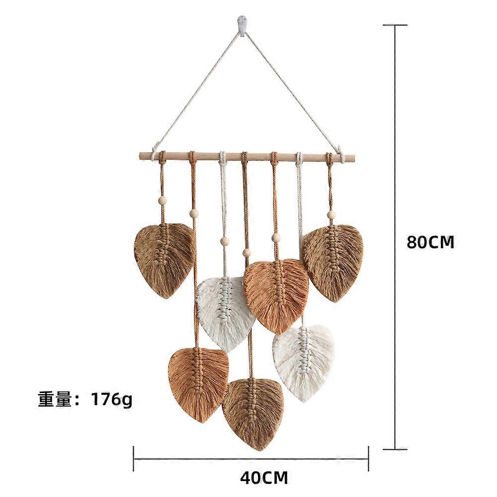 Creative hand-woven cotton rope leaf tapestry
