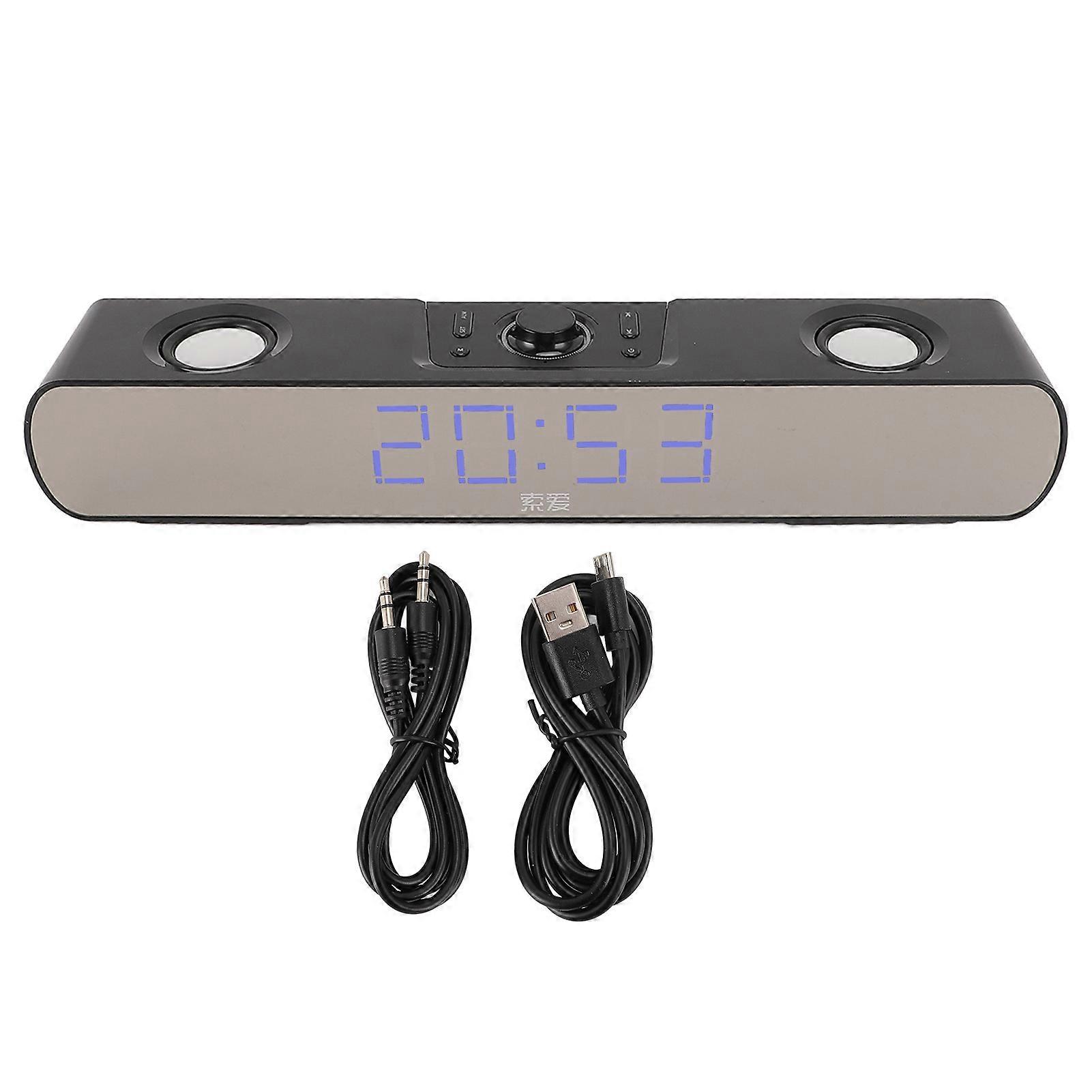 Bluetooth Computer Speaker HiFi Stereo Built in Subwoofer Support USB AUX in PC Gaming Speaker with Alarm Clock FM Radio for Laptop Display Black