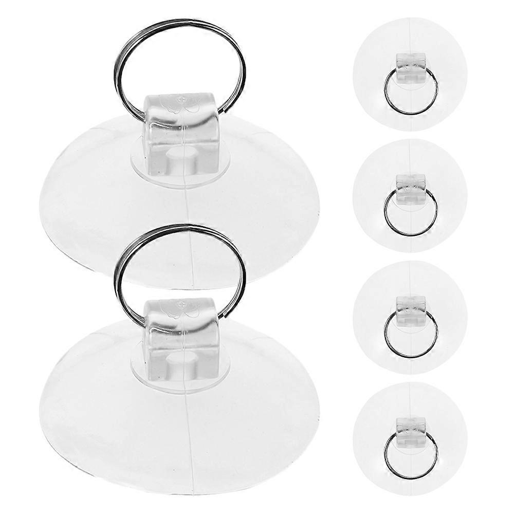6pcs Clear Suction Cup Hooks with Metal Key Ring – Strong Hanging Solution for Windows, Kitchen, Bathroom & Office – No Mark Installation for Smooth