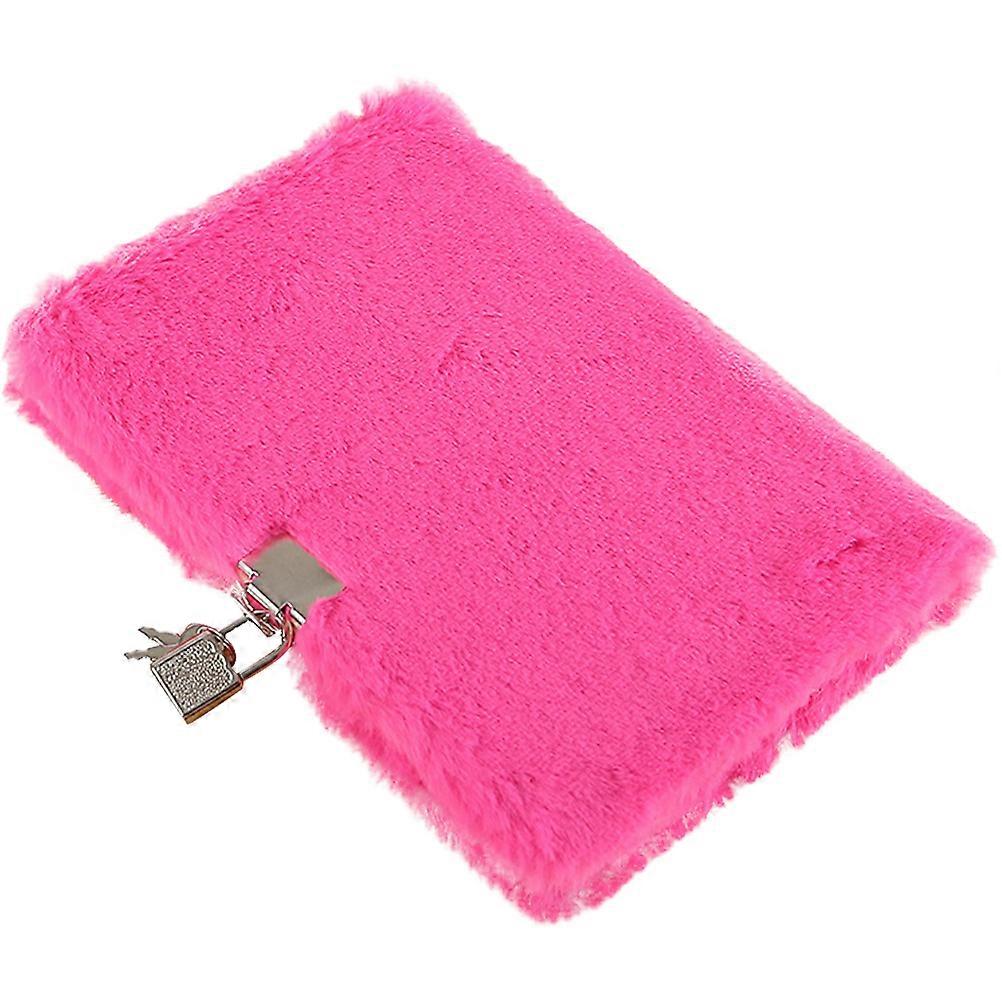Decorative Diary Book Journal Plush Cover Notepad Lock Design Daily Diaries Rosy 8.25X5.50X0.79in 1Set