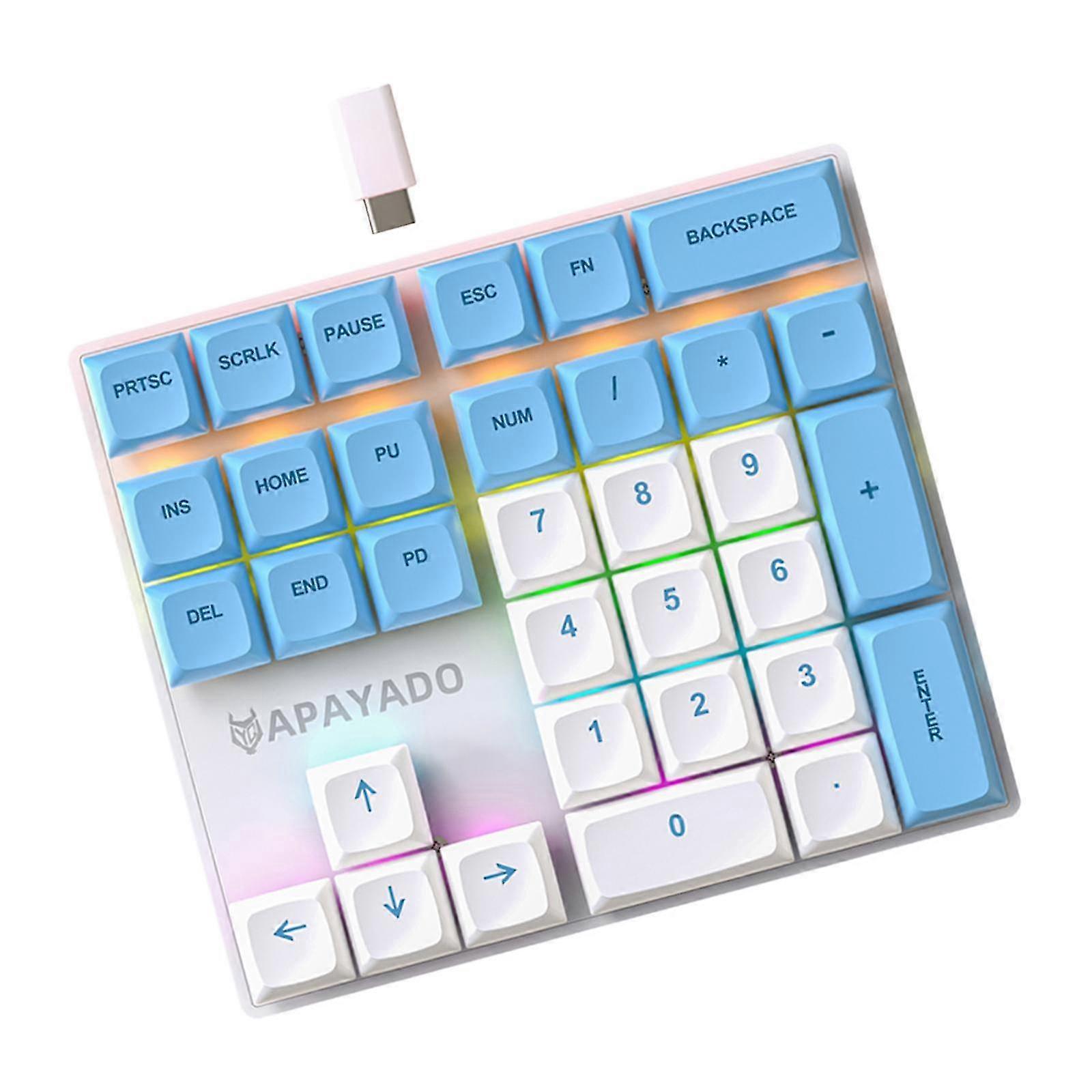 33 Keys Wired Mechanical Numeric Keypad Mini Pudding Keycaps Extended Layout PBT Keycaps Ergonomic for Accounting Professionals