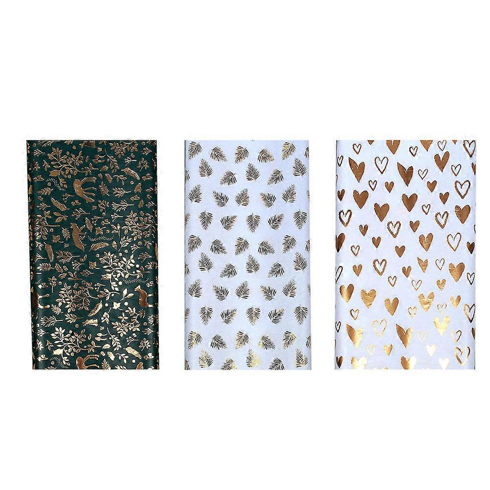 Decorative Wrapping Paper Hot Stamping present Wrapping Multi-Shape Heart Leaves Patterned 70 X 50 Cm 3 Pcs