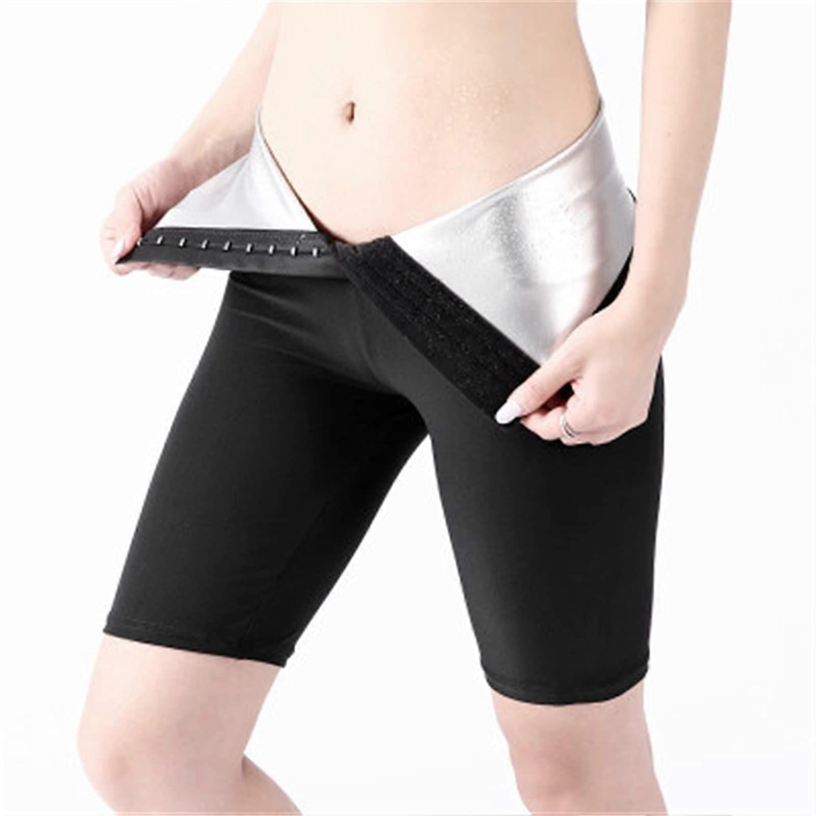 Women Sauna Pants for Weight Loss, 2-in-1 Slimming Tights, Black Jogging Bottoms, Sizes M and L
