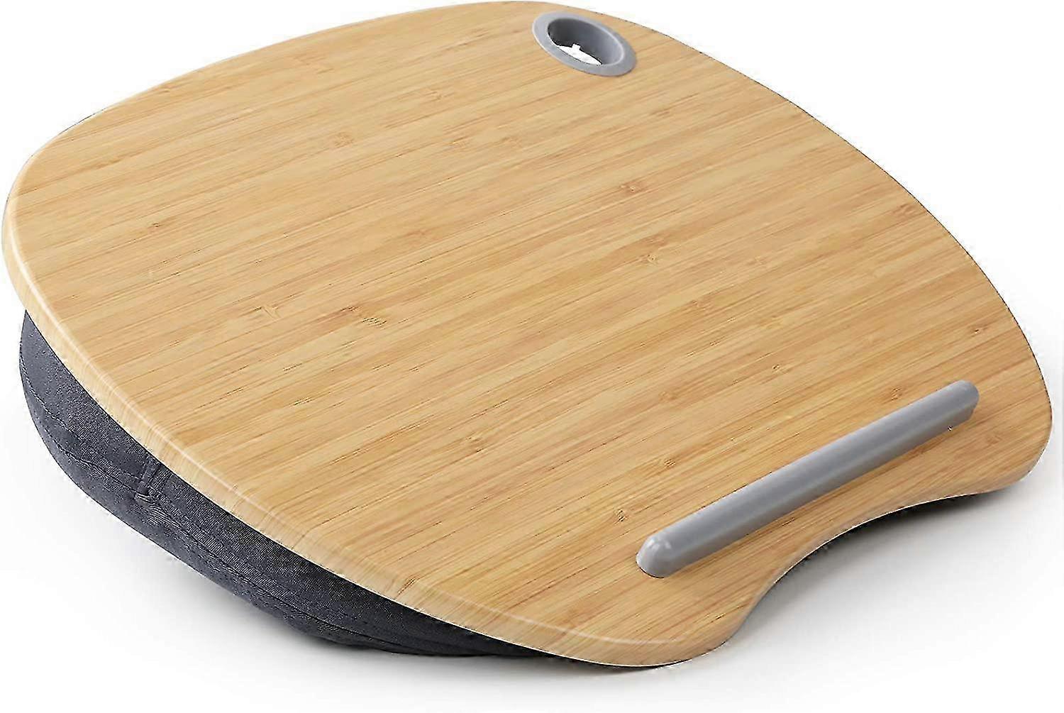 Laptop Stand with Cushion and Bamboo Platform for Bed and Sofa, Lap Desk with Cable Hole