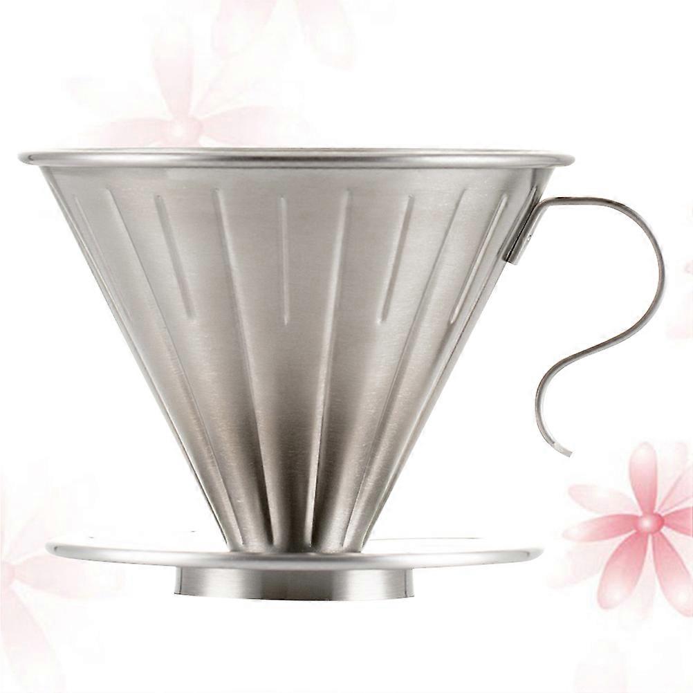 Coffee Drip Filter Cup With Separate Stand Silver 7.5*9.6cm Size For Coffee Brewing 1Pcs