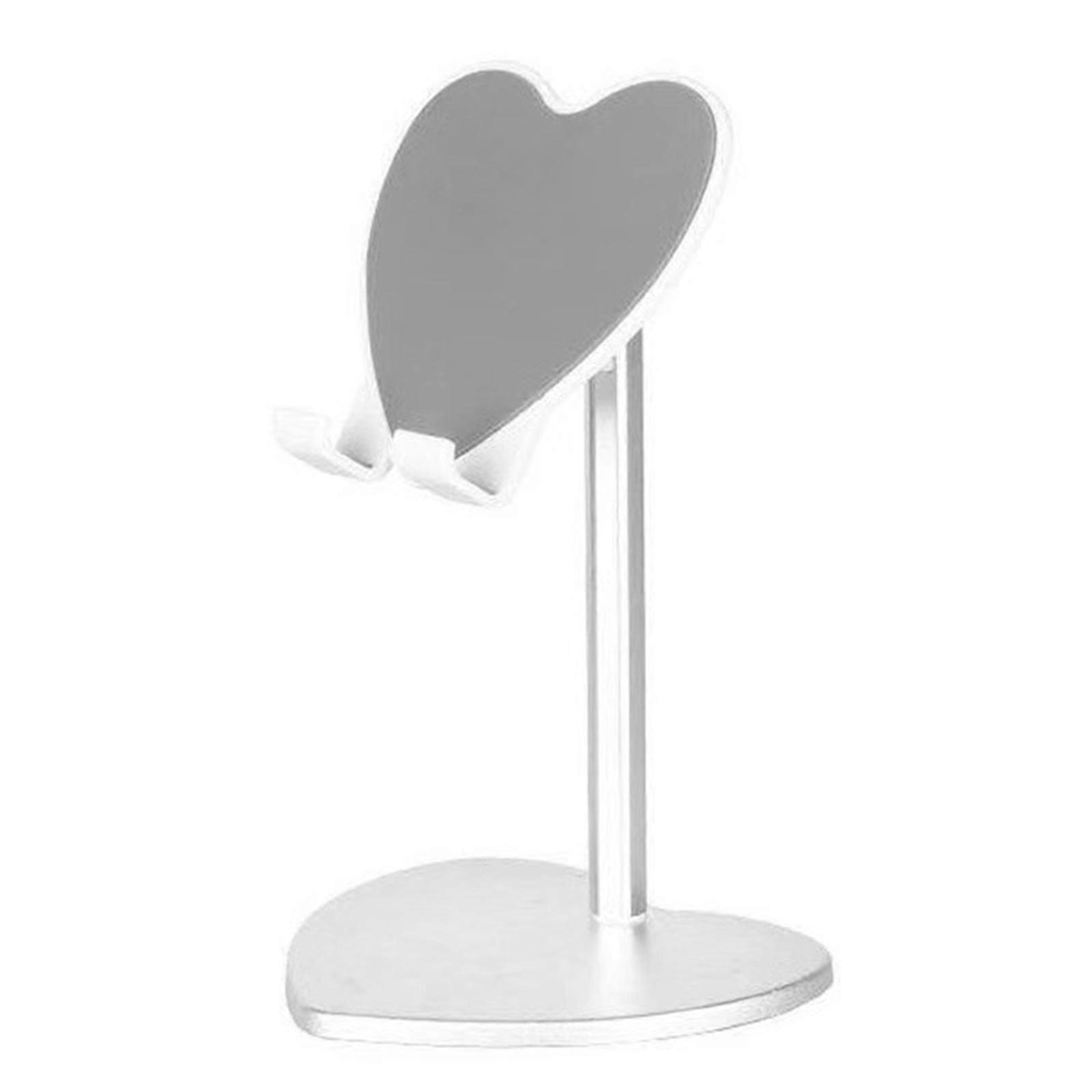 Foldable Phone Tablet Stand With Heart Design Metal Construction Fit for Desk Use Home Office Portable Shockproof Holder Silver