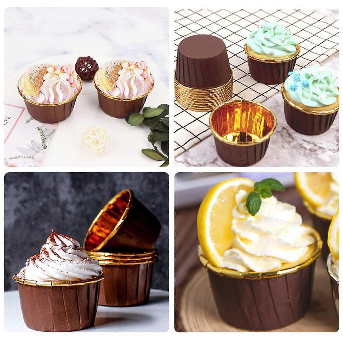 50Pcs Aluminum Foil Cupcake Cups Disposable Muffin Liners Baking Cups Aluminum Cupcake Tip Pan Ramek