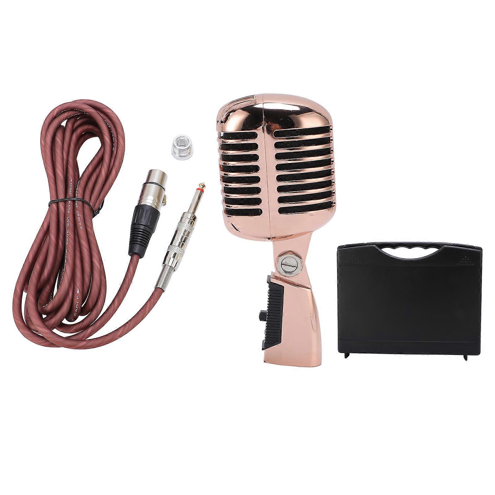 Dynamic Retro Cardioid Microphone, Adjustable Angle, Rose Gold, for Stage & KTV