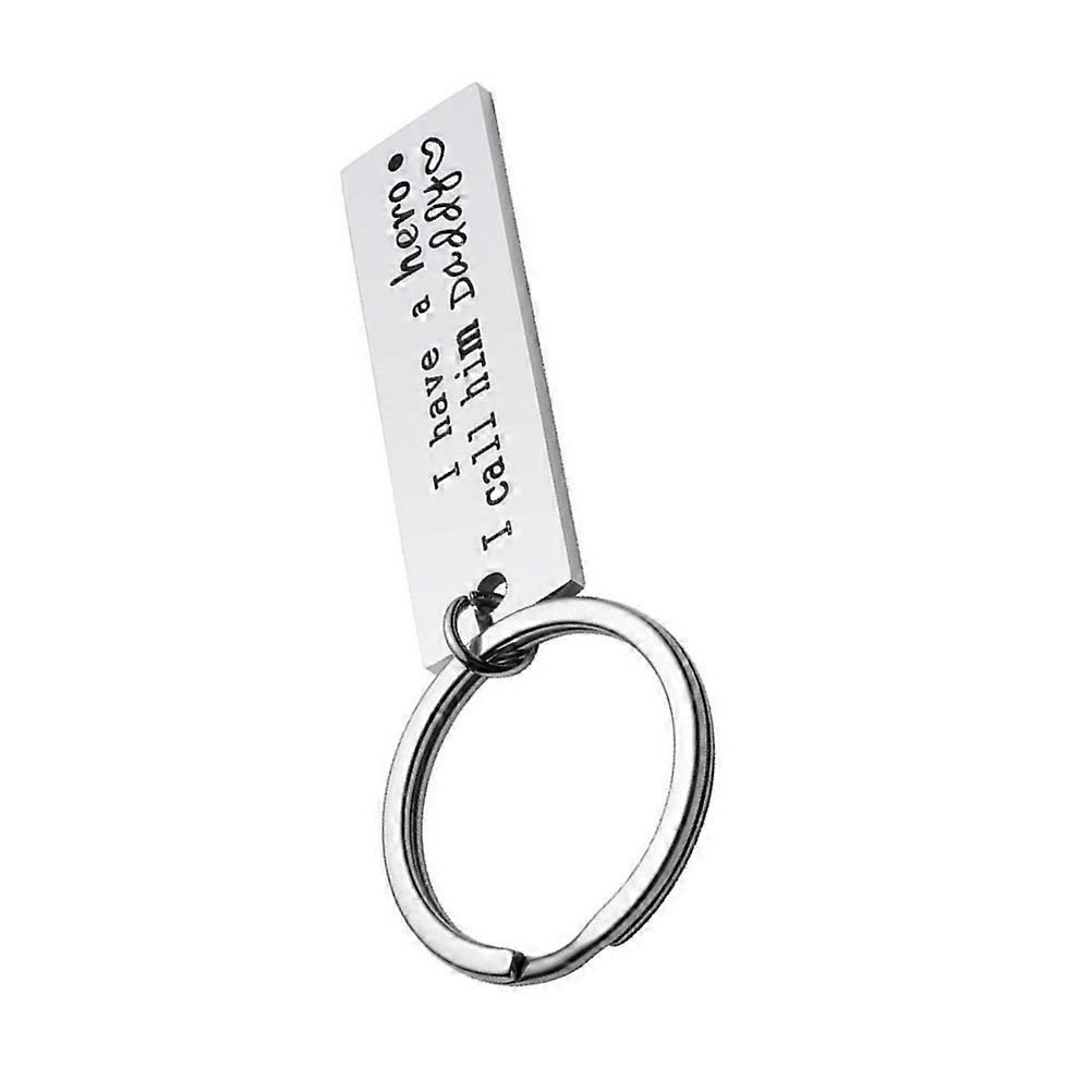 Memorial Keychain Of Dad Silver Metal Keepsake For Father's Day 4.5x1x0.3cm Simple 1Pack