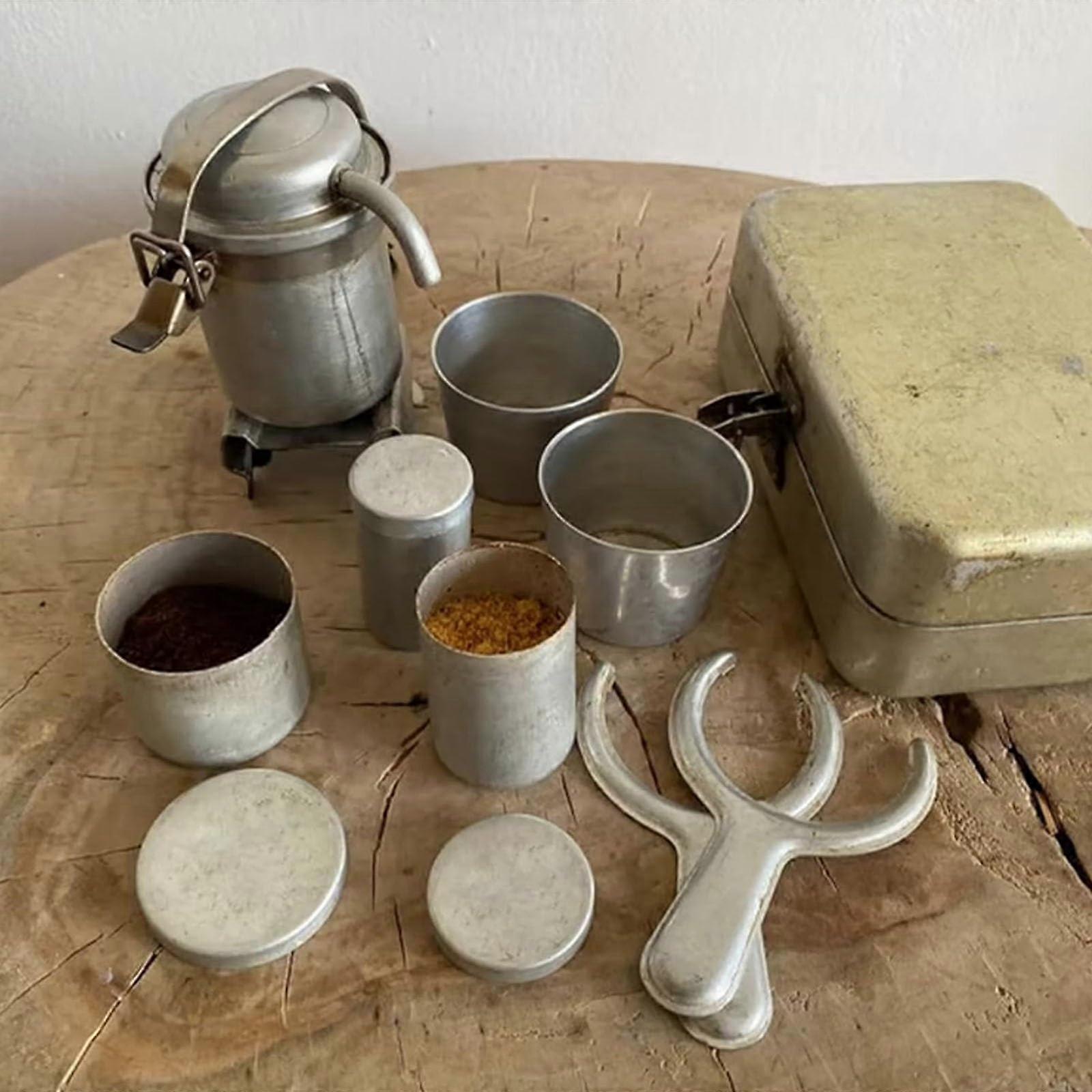 Extra Rare Camping Coffee Set for Collectors, Espresso and Pour Over Set in Vintage Style, Portable Mini Espresso Machine Set for Travel (2 Set)