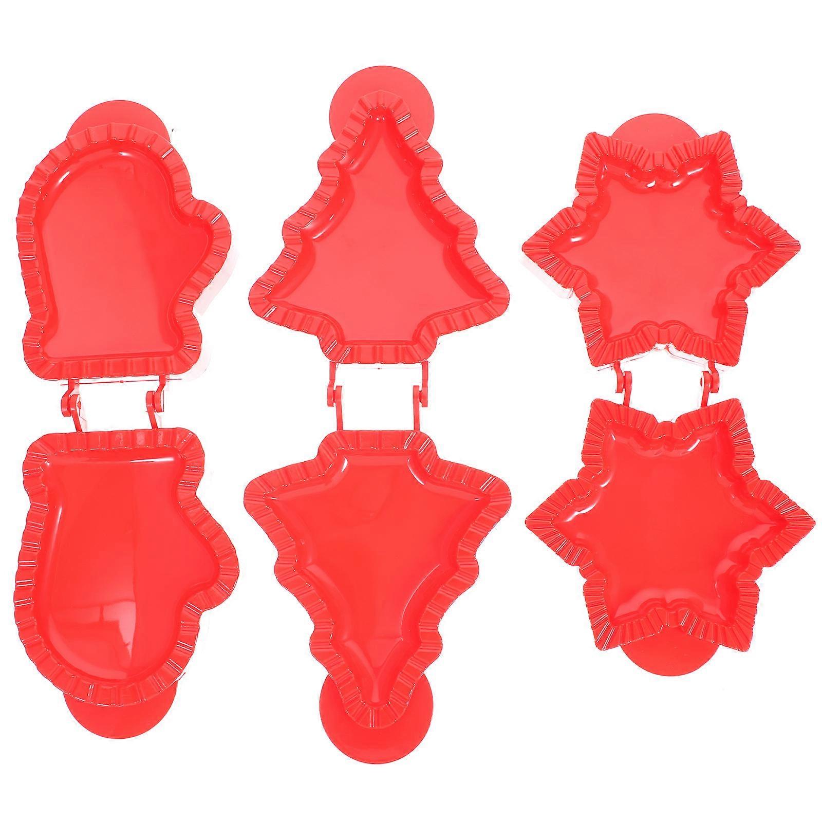 Christmas Cookie Moulds Set 3Pcs For Baking Featuring Snowflake Gloves Pine Tree Shapes Perfect For Holiday Celebrations