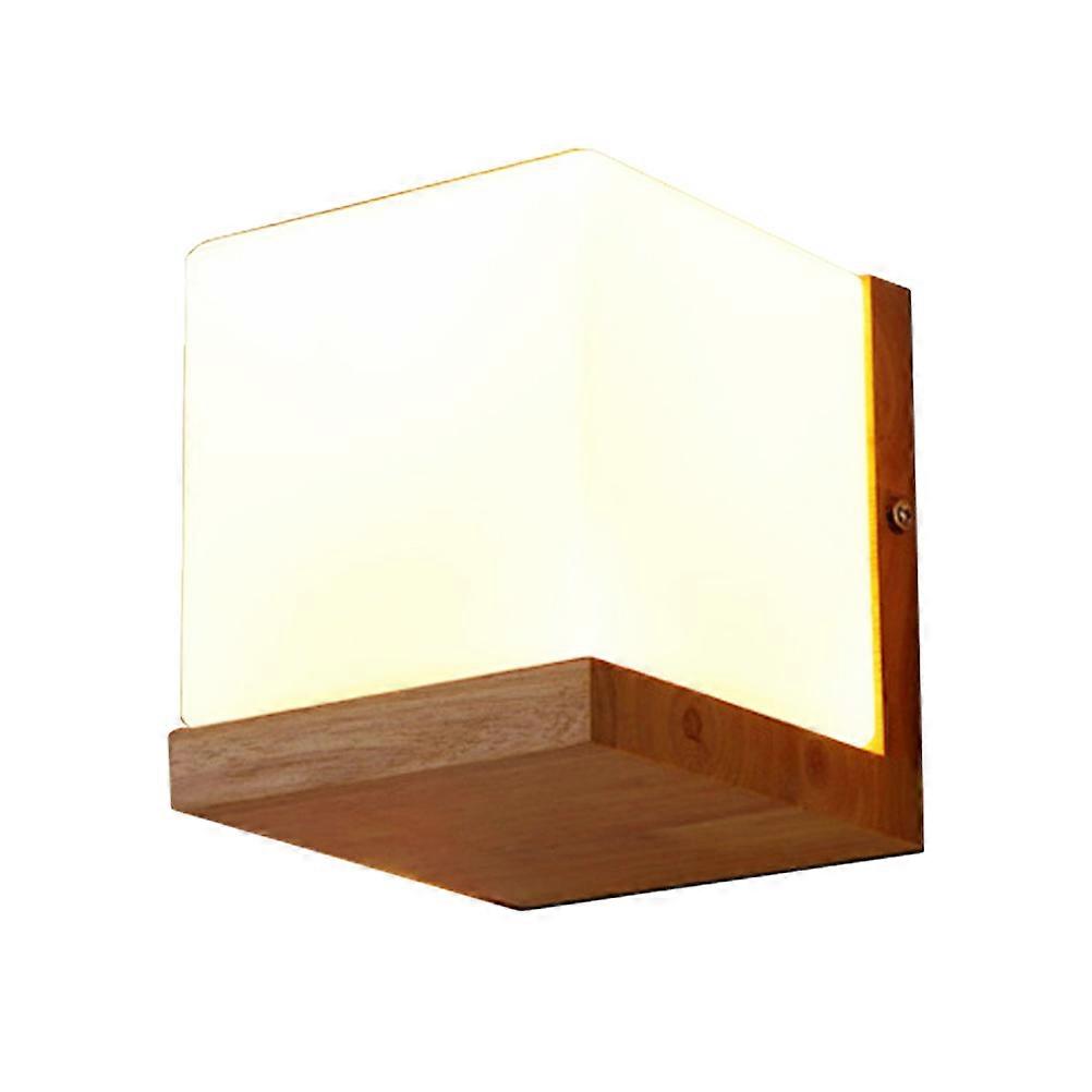 Decorative Lighting Square Wooden Wall Lamp For Living Room Bedroom Corridor Feeling Multi Color 14X12X14cm 1Pack