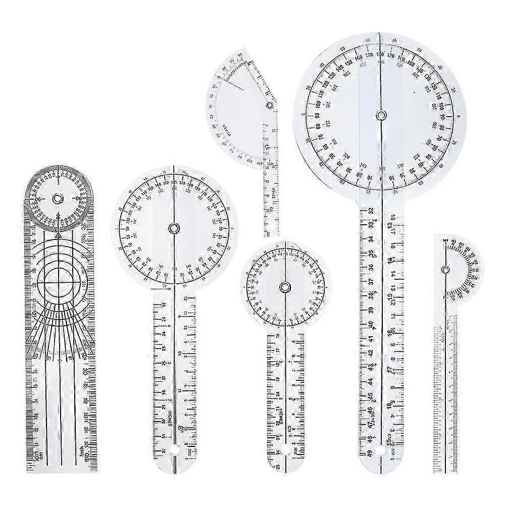 6pcs Spinal Goniometer Finger Goniometer 360 Degree Medical Goniometer Protractor
