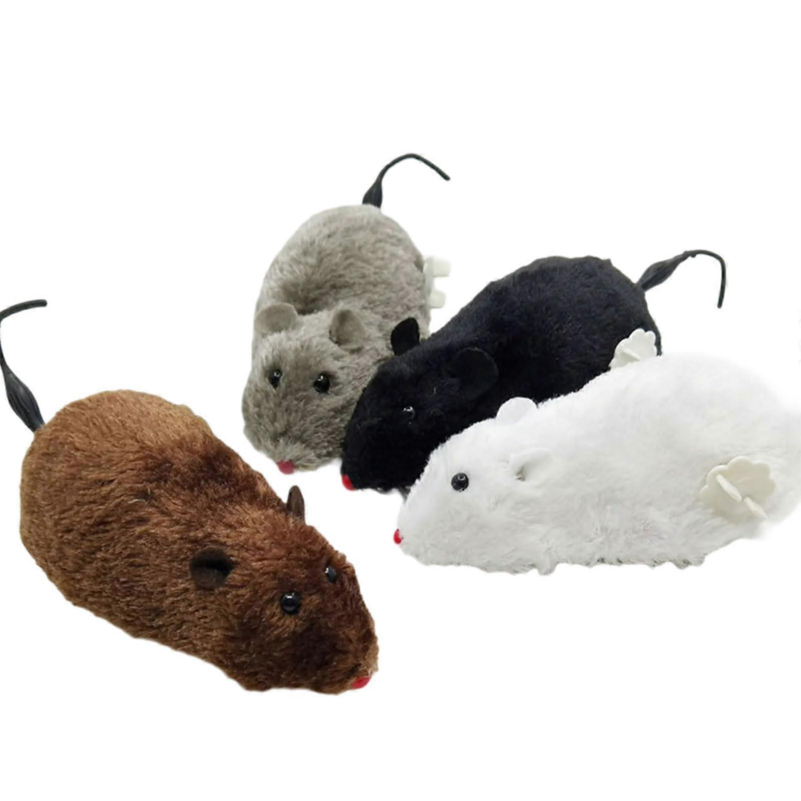 4pcs Windup Mouse Toy Realistic Mouse Plush Spring Toy for Kids Engages Babies Activity Helps Develop Fine Motor Skills