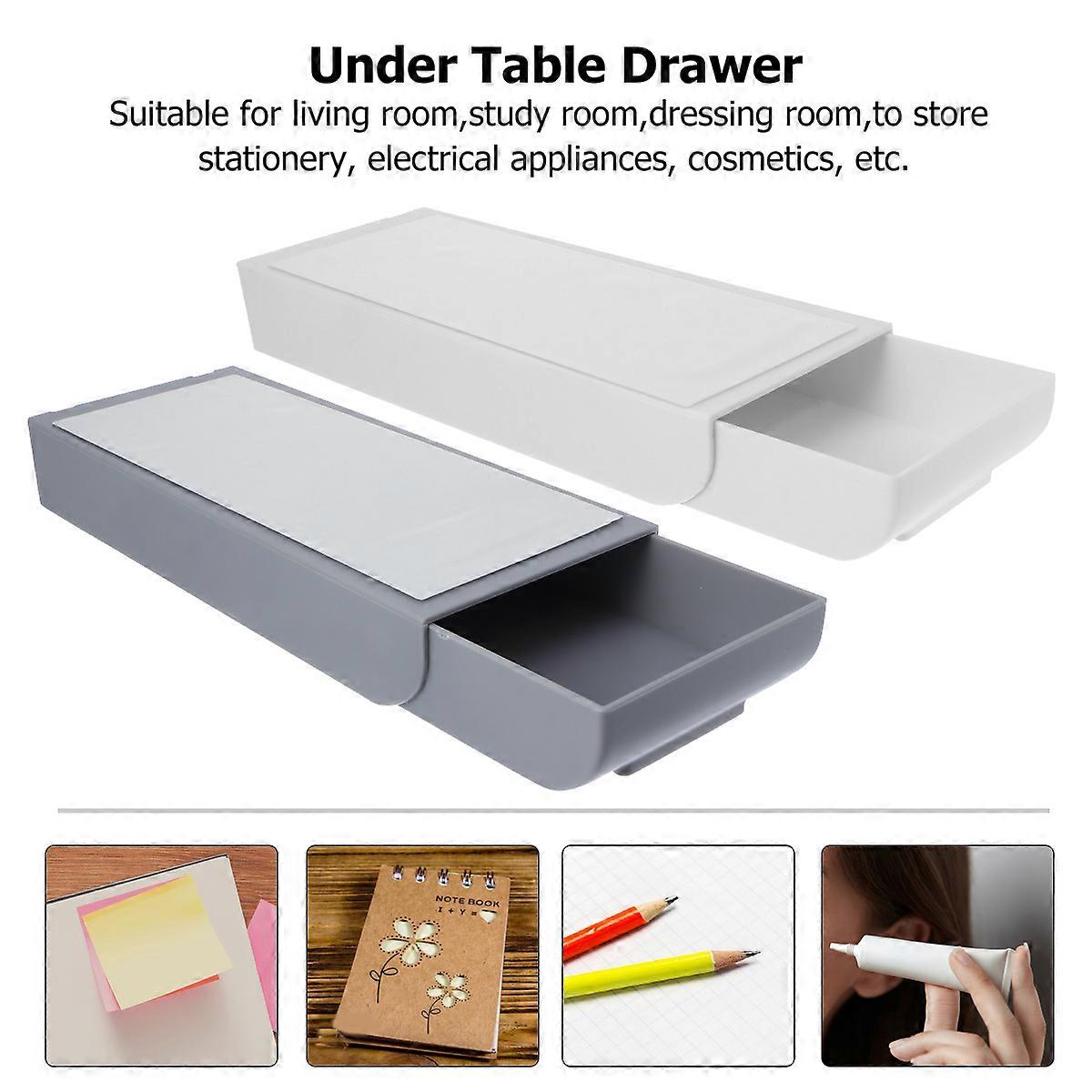 Under-Desk Storage Box Stationery Organizer Rectangular Shape ABS Material For Living Room 2Pack