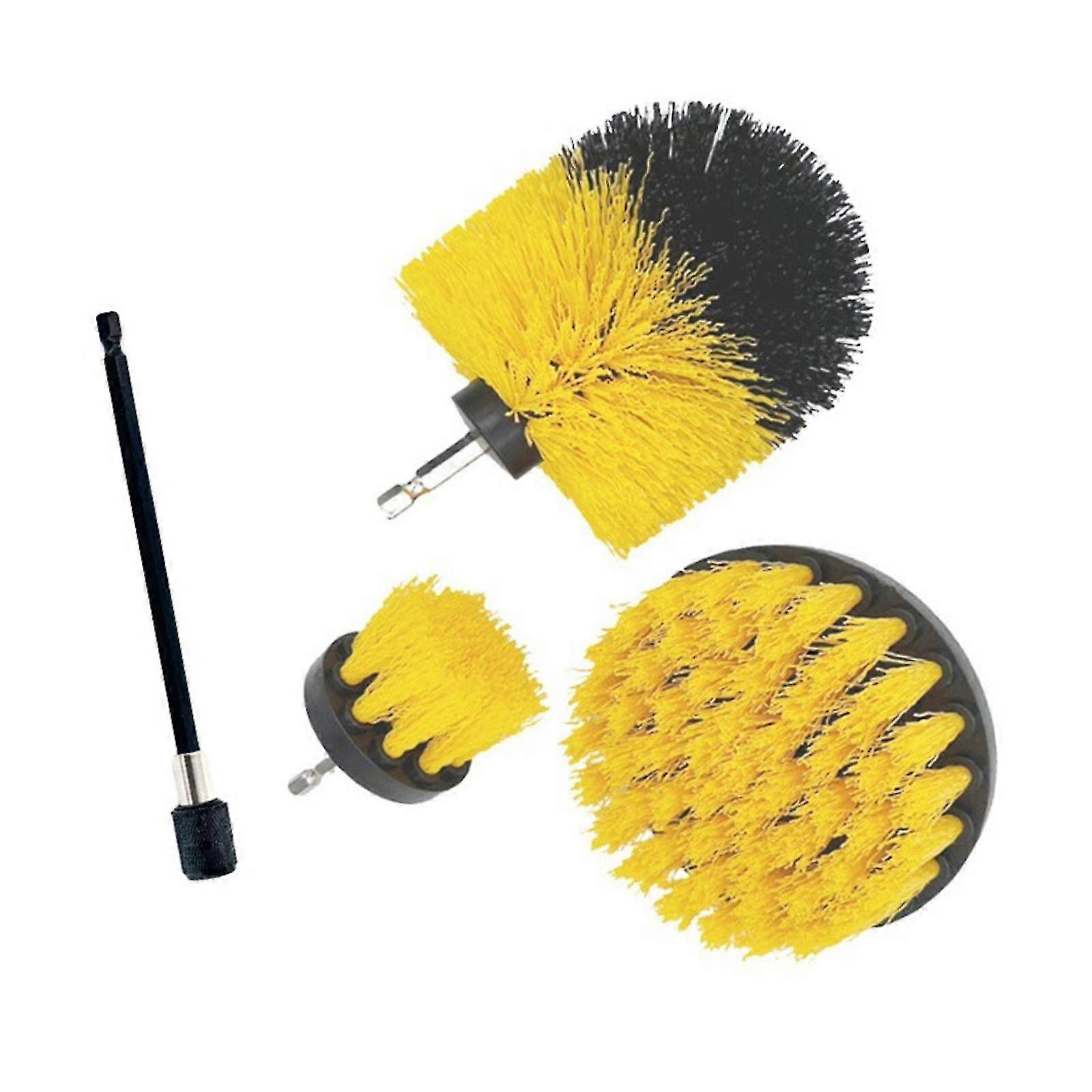 Round Drill Brush Set with Extended Attachment and Flat Cleaning Brushes for Versatile Surface Cleaning