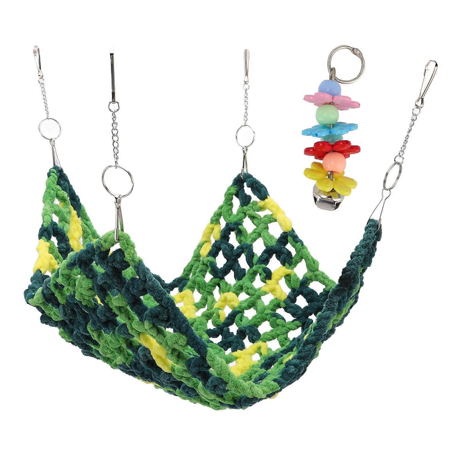 Hamster Hammock Hand Woven Hamster Hammock Hanging Bed with Flower String for Mouse Chinchilla Rat Gerbil 25x25cm / 9.8x9.8in