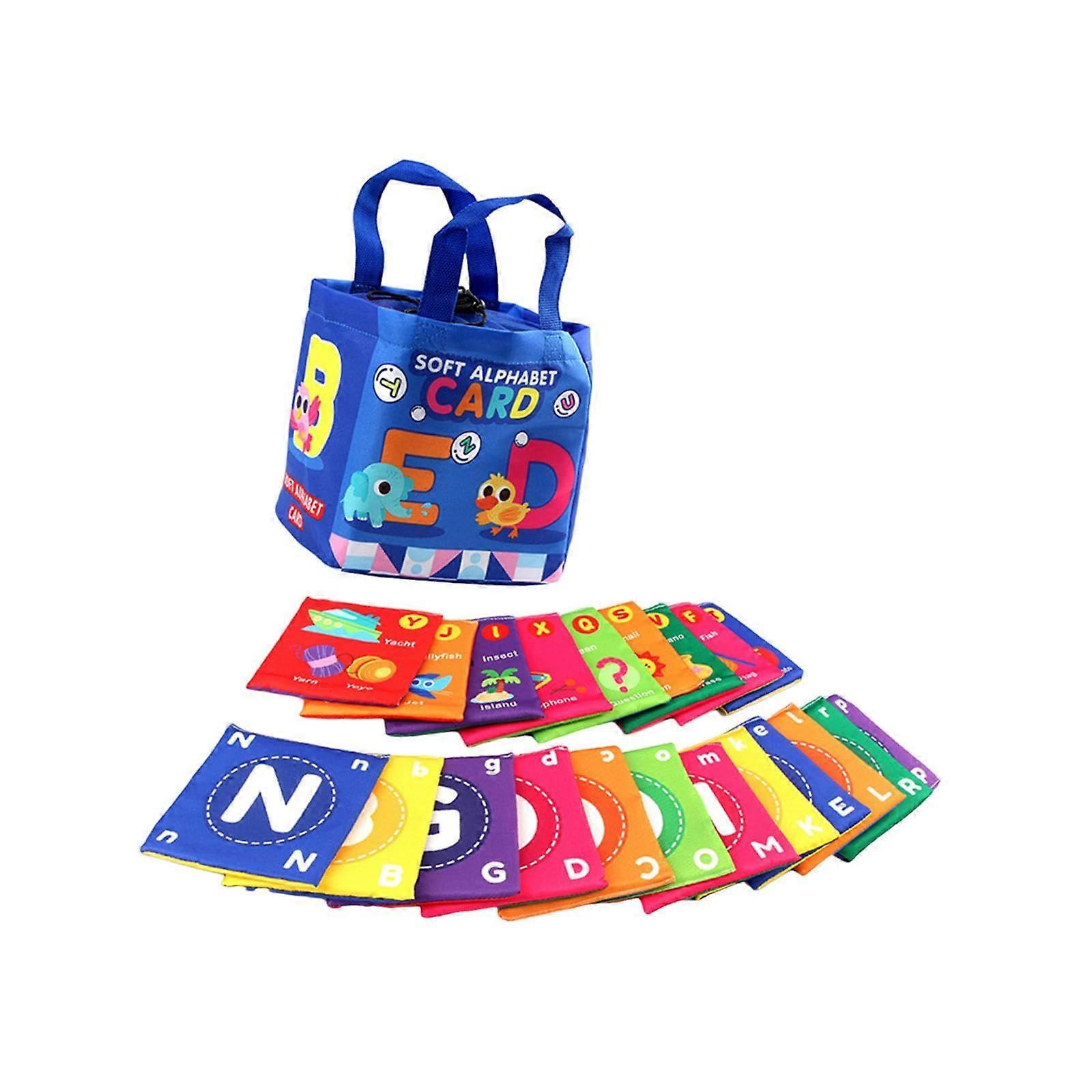 Soft Flashcards with Storage Bag - Washable Sensory Learning Toy for Language, Imagination, and Alphabet Skills