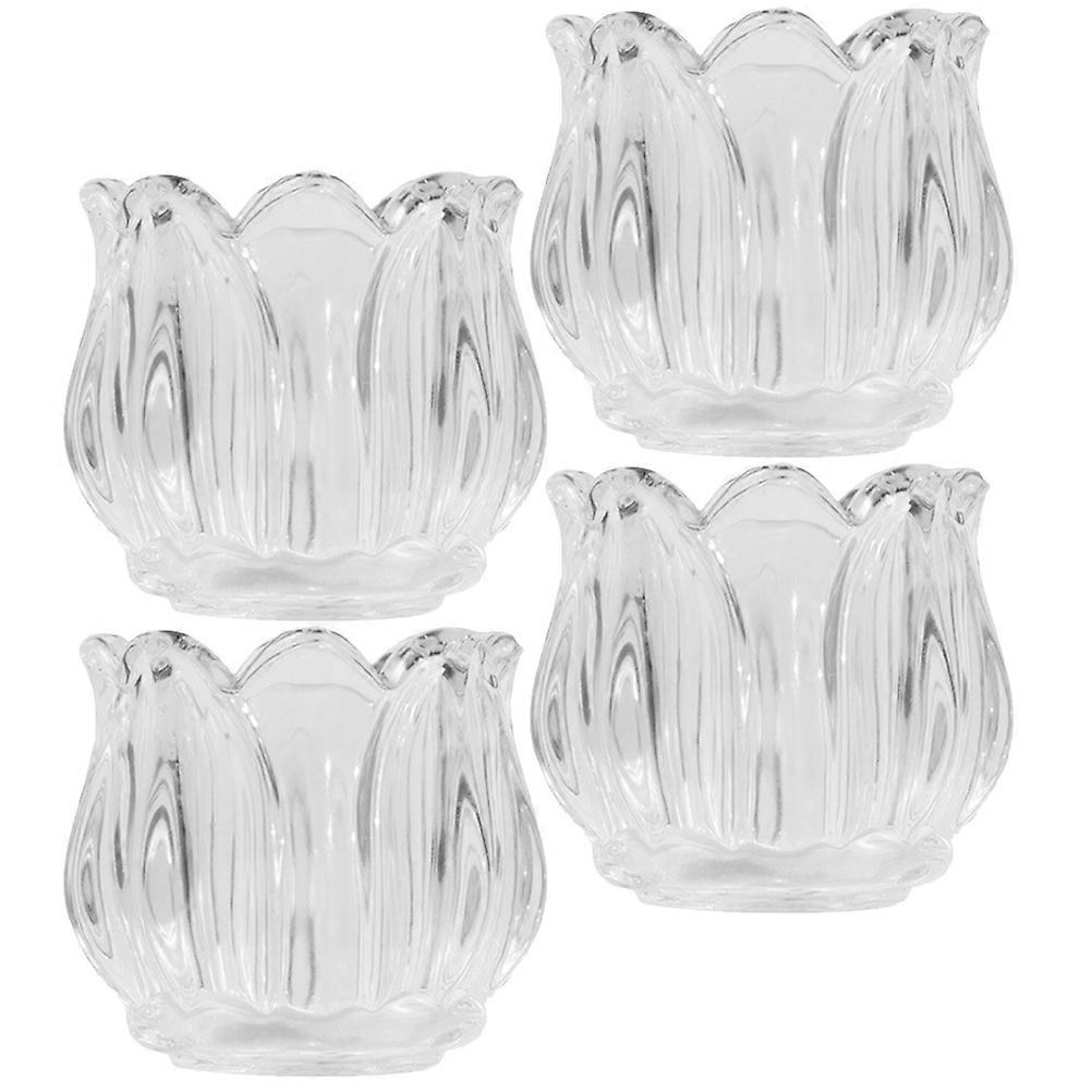 Candle Holder Tulip Shape Transparent Color Romantic Decor 4Pcs