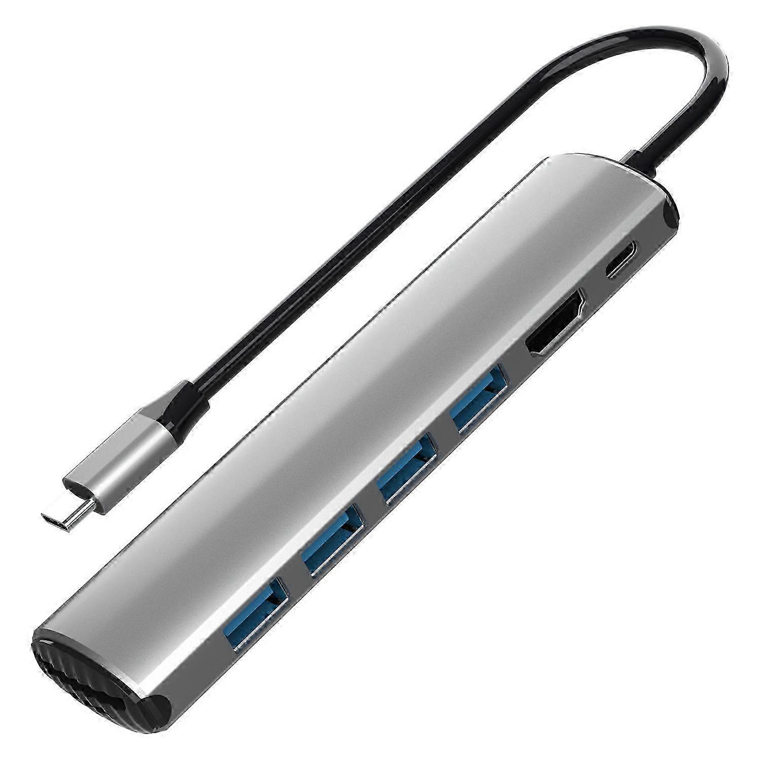 8-in-1 USB Hub Docking Station Type-C to USB-C + 4xUSB3.0 + SD/TF Slot + 4K HD Compatible with Certain Brands