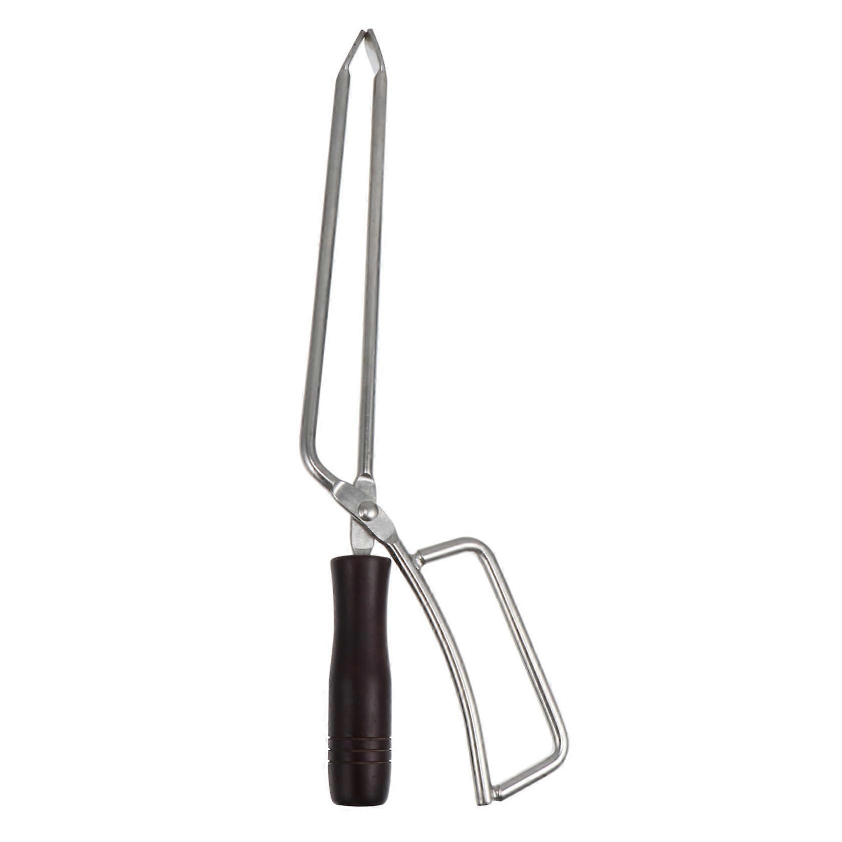 1 piece grill tong with solid beech wood handle long fire tong for grill and highquality coal fire tong for grilling and serving