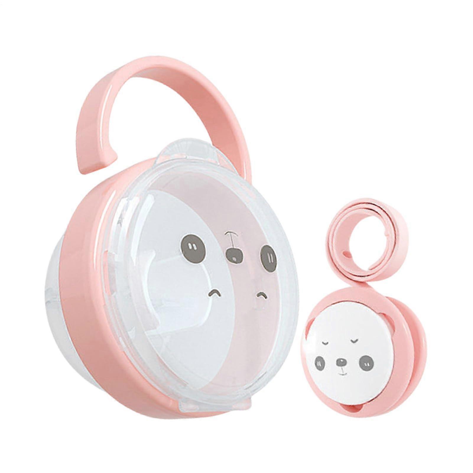 Pacifier Clip For Babies Panda Design Storage Box Pink, Compact Travel Accessory For Diaper Bag And Stroller