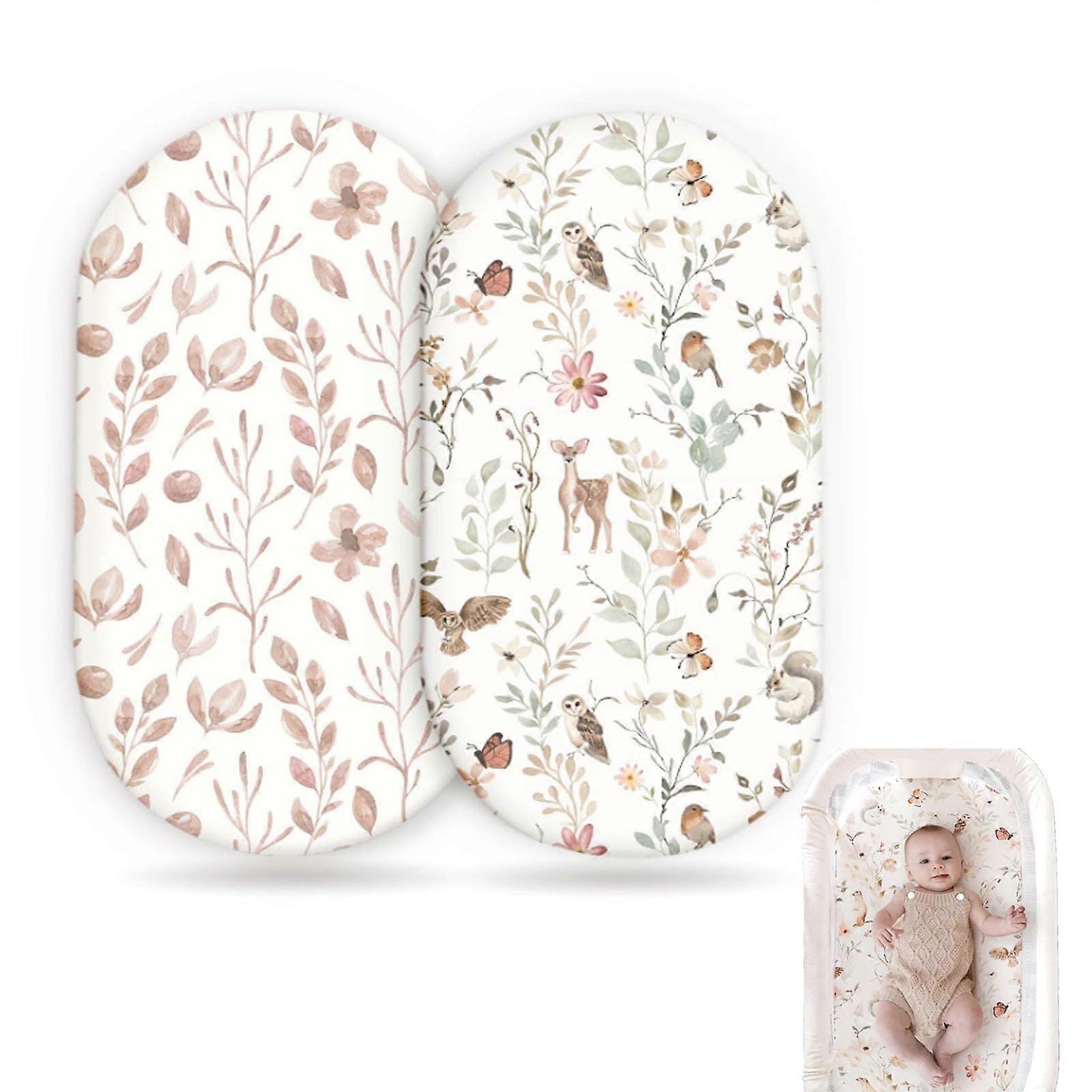 Cot Bed Sheets 82 x 41 cm, Fitted Bassinet Sheets for Oval, Hourglass & Rectangular Moses Baskets, 2 Pack